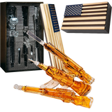 3 Gun Whiskey Decanter Set AR15, AK47, & Rifle 1000ml in American Flag Box - POPvault