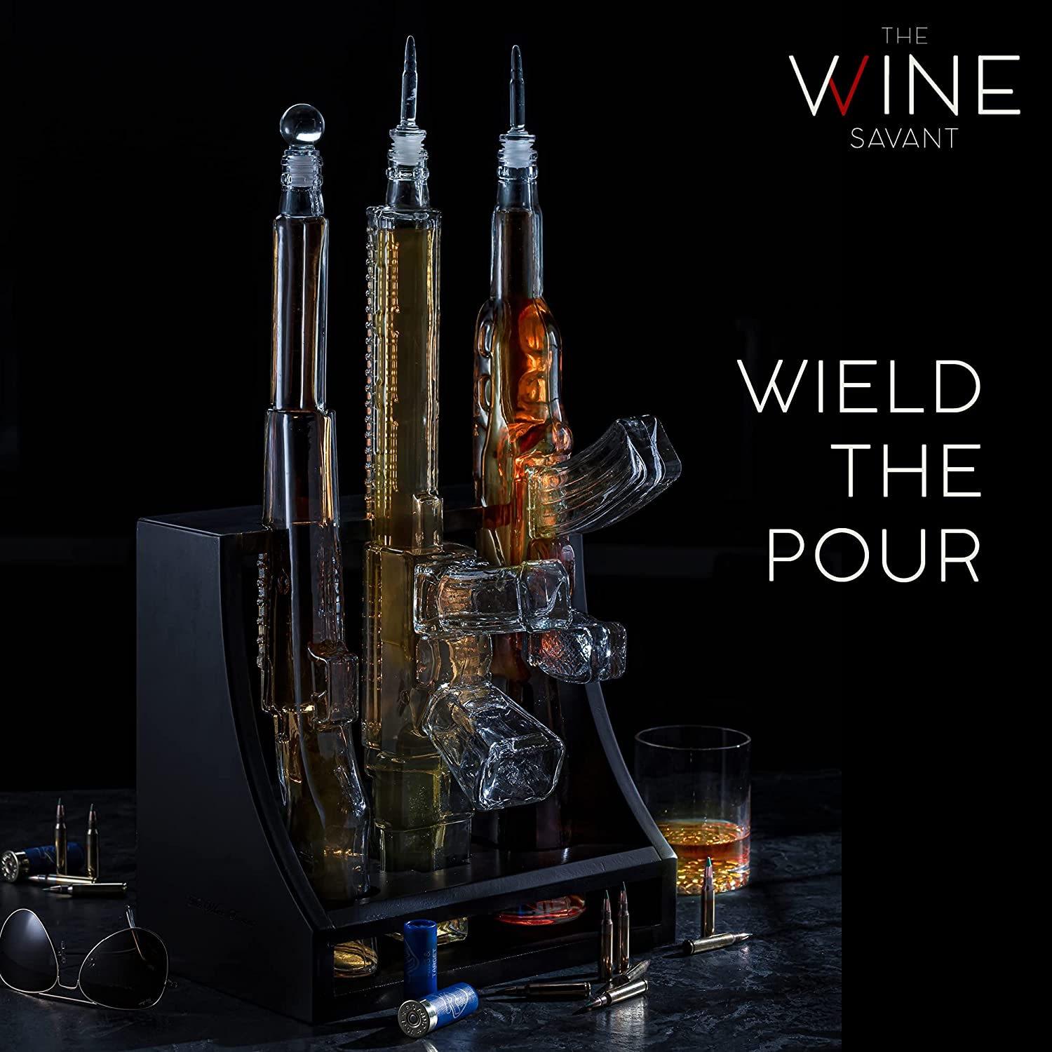 3 Gun Whiskey Decanter Set AR15, AK47, & Rifle Gun 1000ml - POPvault