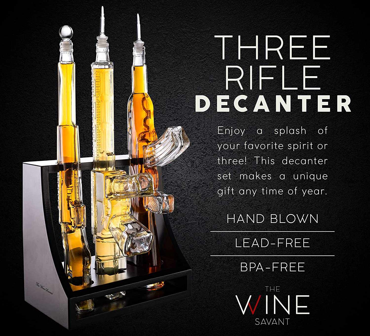 3 Gun Whiskey Decanter Set AR15, AK47, & Rifle Gun 1000ml - POPvault
