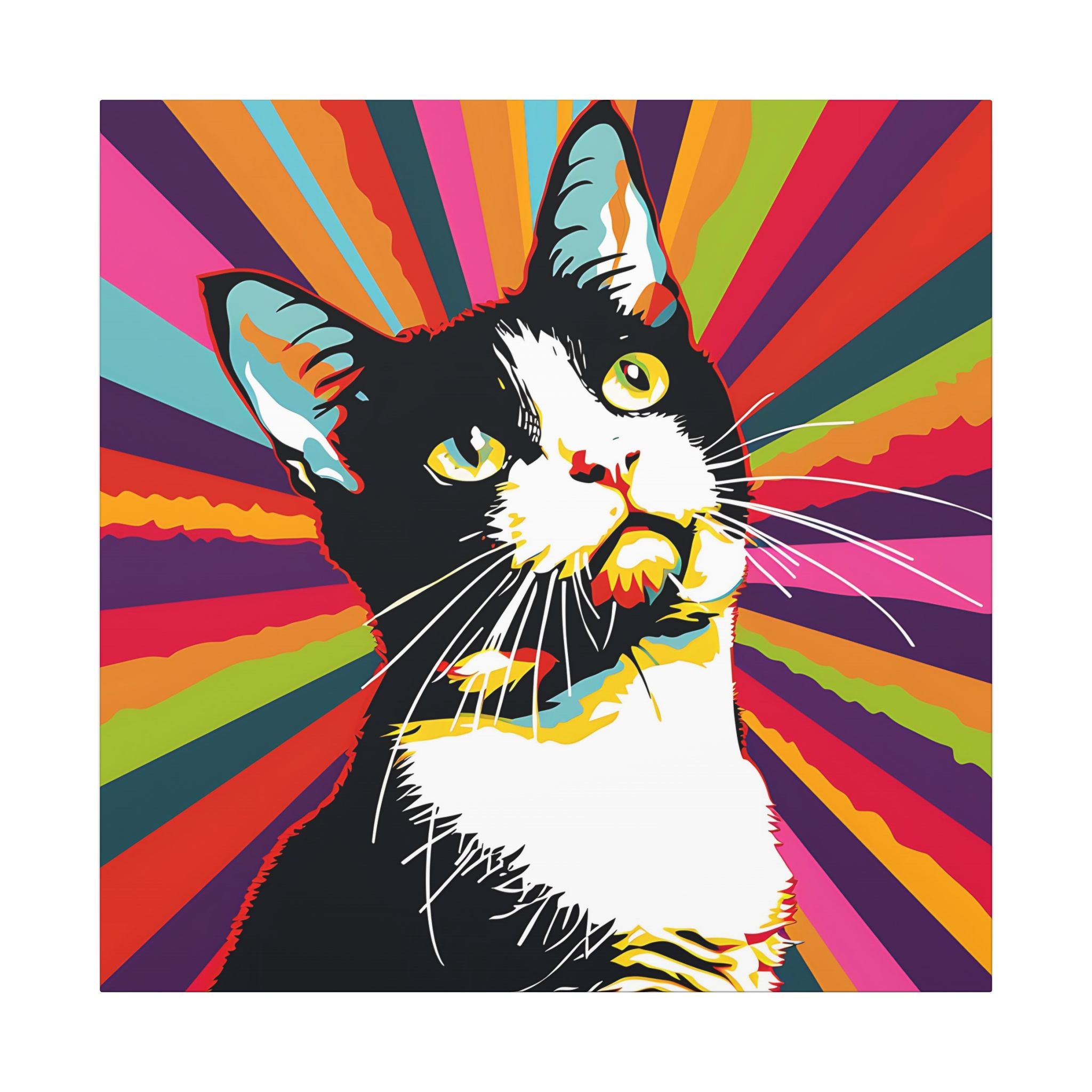 Colorful Pop Art Canvas Print - What's New Pussycat Unique Wall Decor