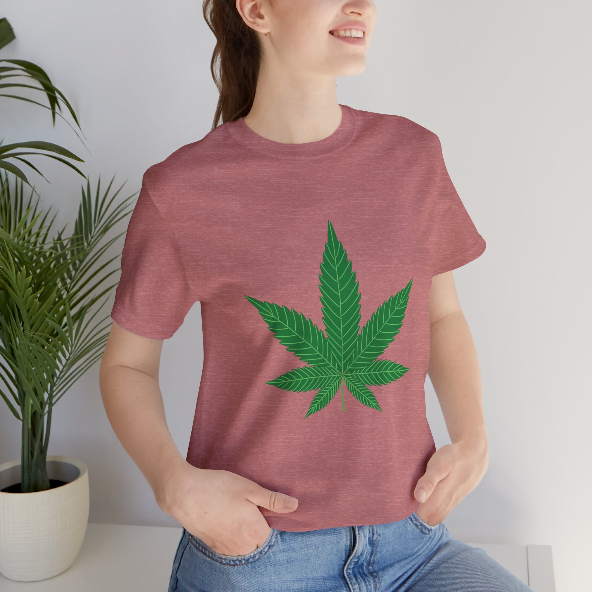 Custom Retro - a - go - go Series Herb Leaf Unisex Jersey Short Sleeve T - Shirt - POPvault