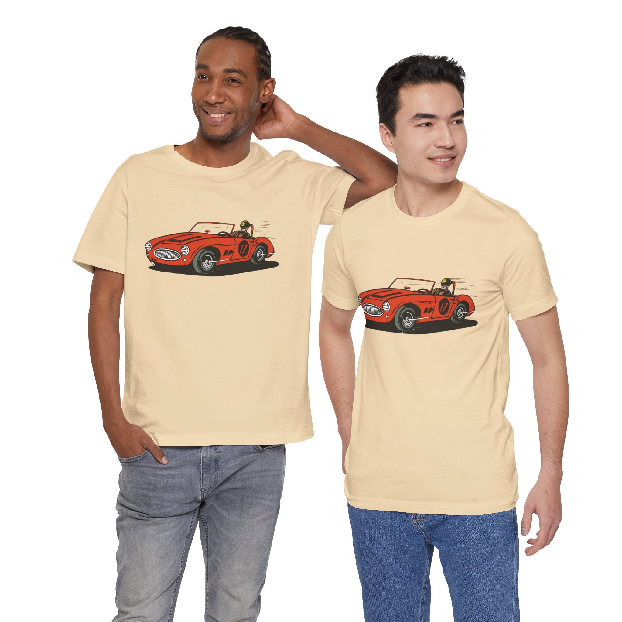 Custom Retro - a - go - go Series Retro Race Car Unisex Jersey Short Sleeve T - Shirt - POPvault