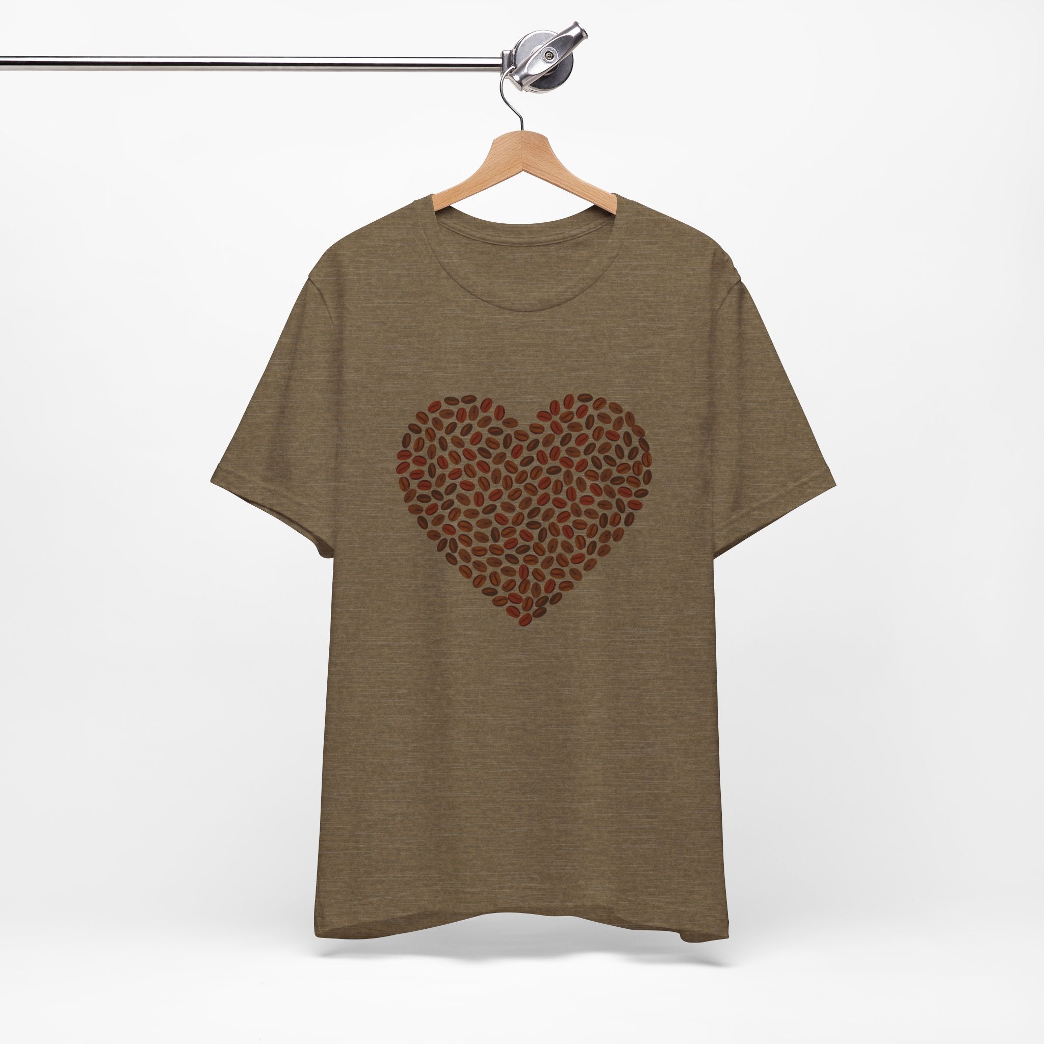 Custom Retro - a - go - go Series Coffee Bean Heart Unisex Jersey Short Sleeve T - Shirt - POPvault