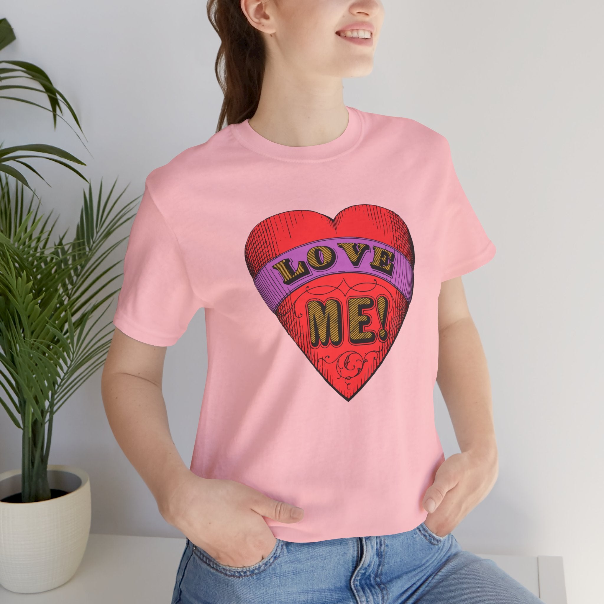 Custom Retro - a - go - go Series Love Me Color Unisex Jersey Short Sleeve T - Shirt - POPvault