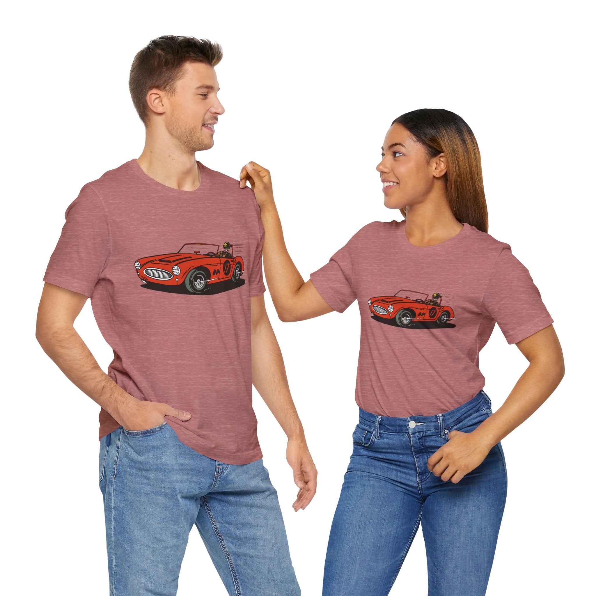 Custom Retro - a - go - go Series Retro Race Car Unisex Jersey Short Sleeve T - Shirt - POPvault