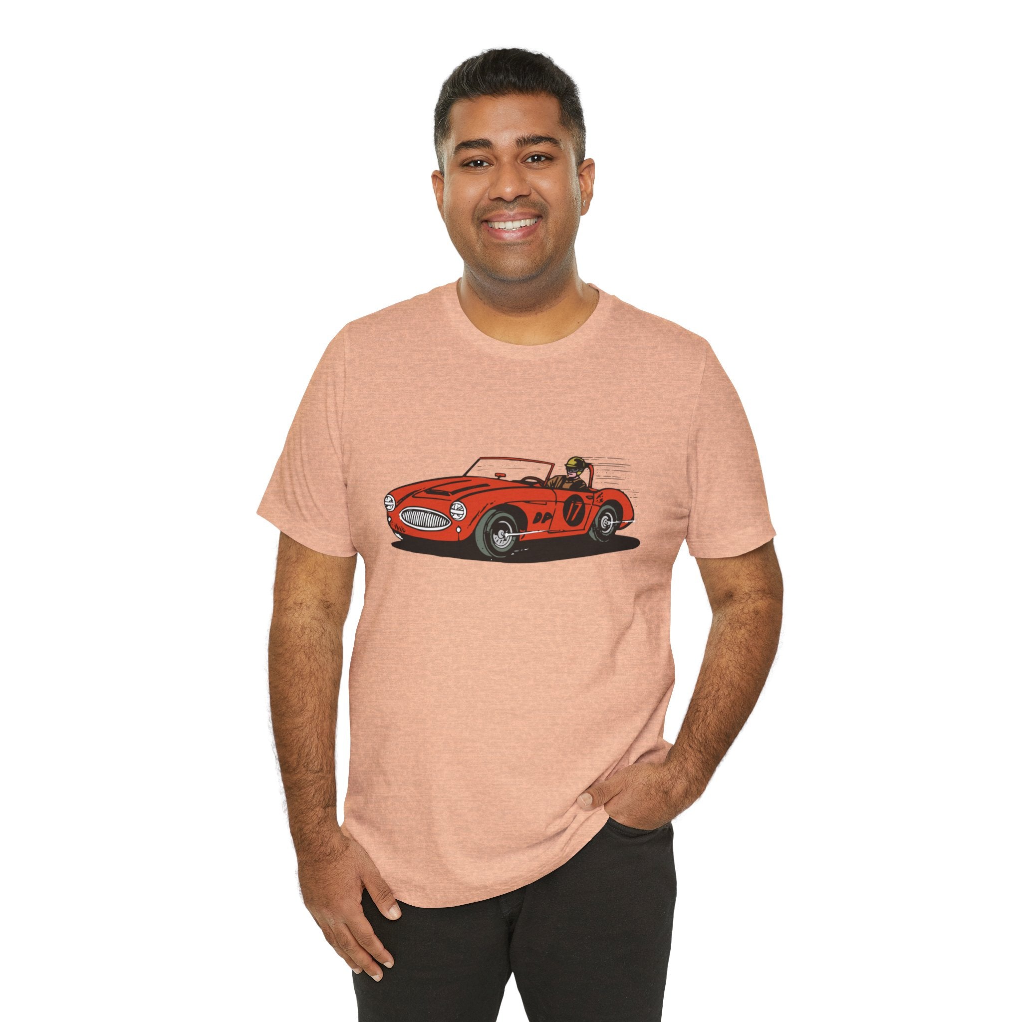 Custom Retro - a - go - go Series Retro Race Car Unisex Jersey Short Sleeve T - Shirt - POPvault