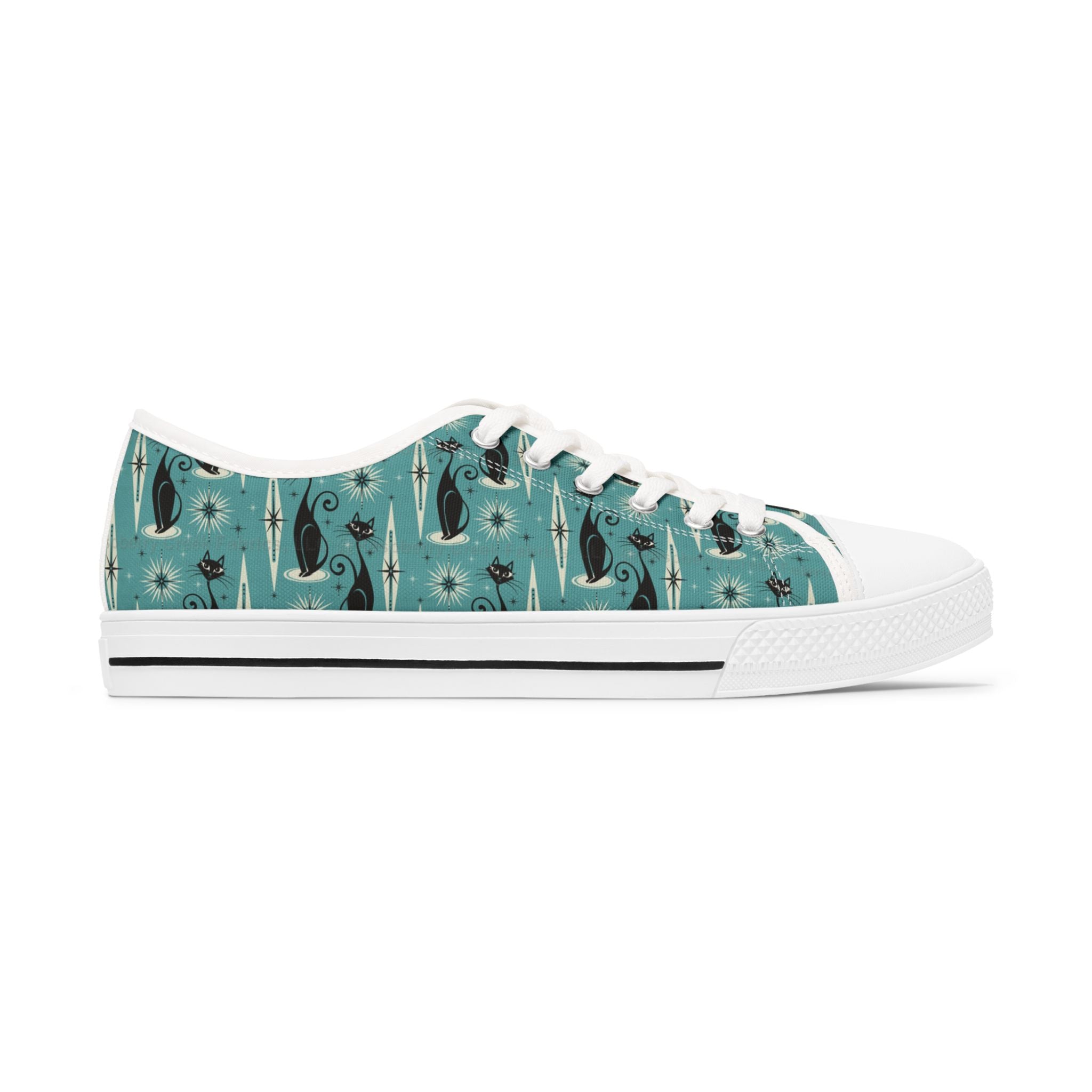 Mid-Century Retro Coolest Kitty Cats Low Top Women's Casual Canvas Sneakers
