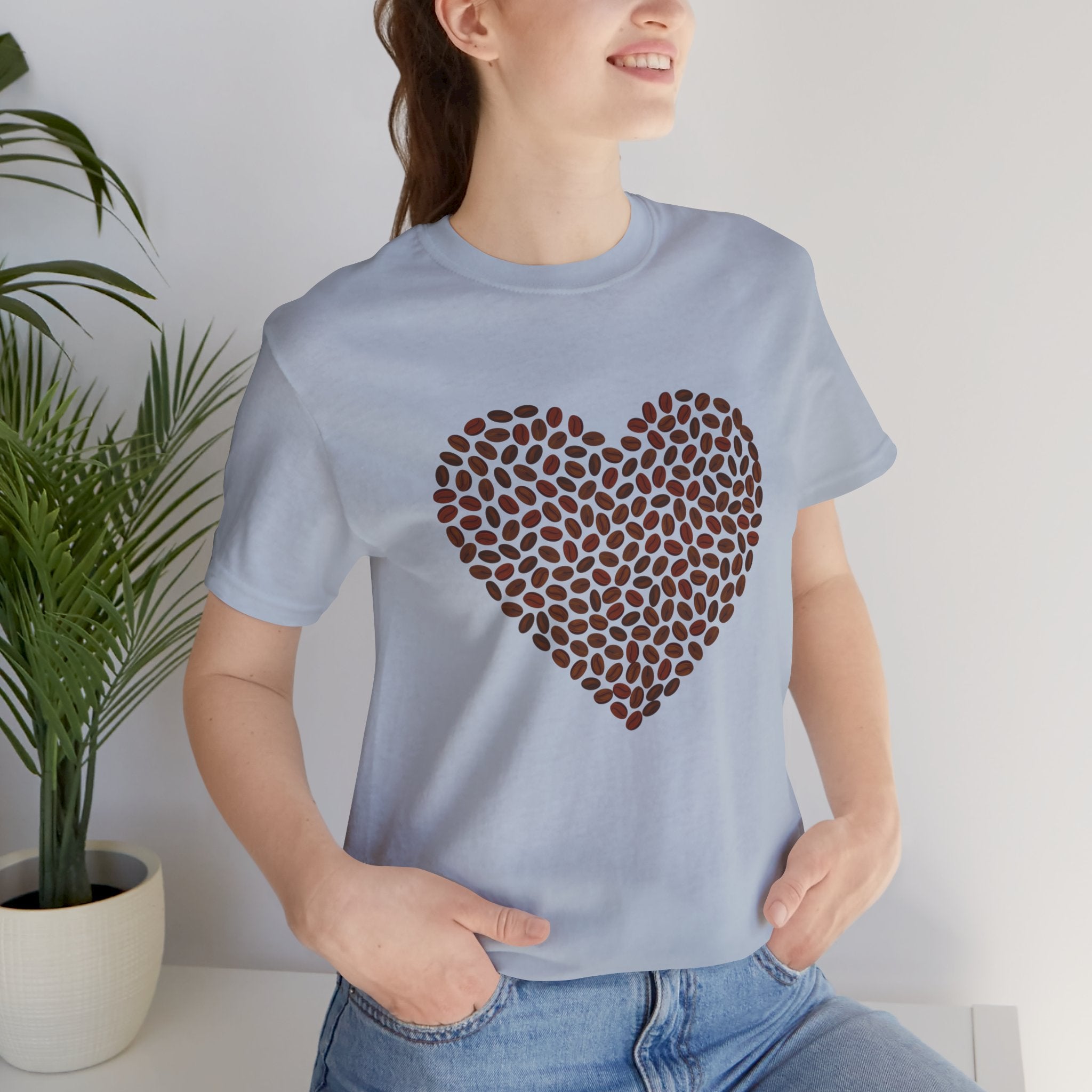 Custom Retro - a - go - go Series Coffee Bean Heart Unisex Jersey Short Sleeve T - Shirt - POPvault