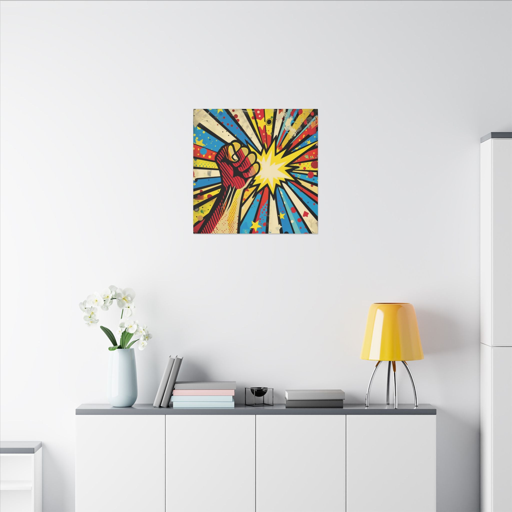 Colorful Pop Art Canvas Print - Power To The People Unique Wall Decor