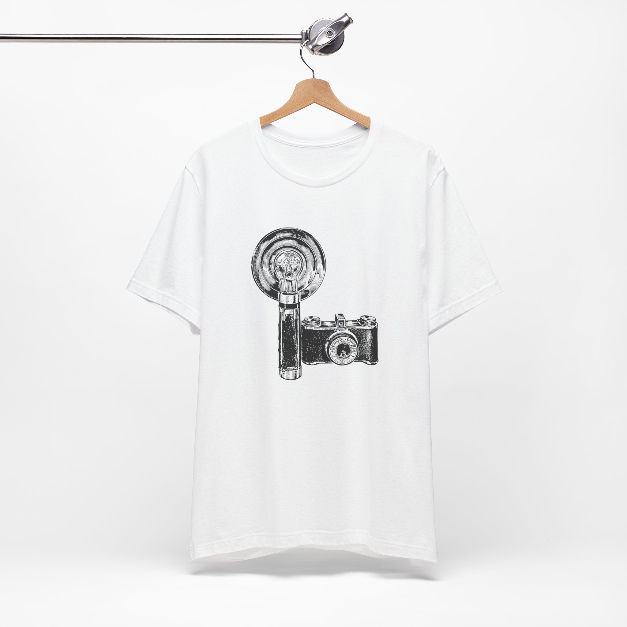 Custom Retro - a - go - go Series Camera & Flash Unisex Jersey Short Sleeve T - Shirt - POPvault
