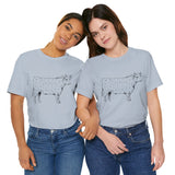 Custom Retro-a-go-go Series Cow Parts Unisex Jersey Short Sleeve T-Shirt - POPvault - 11744179210426021903