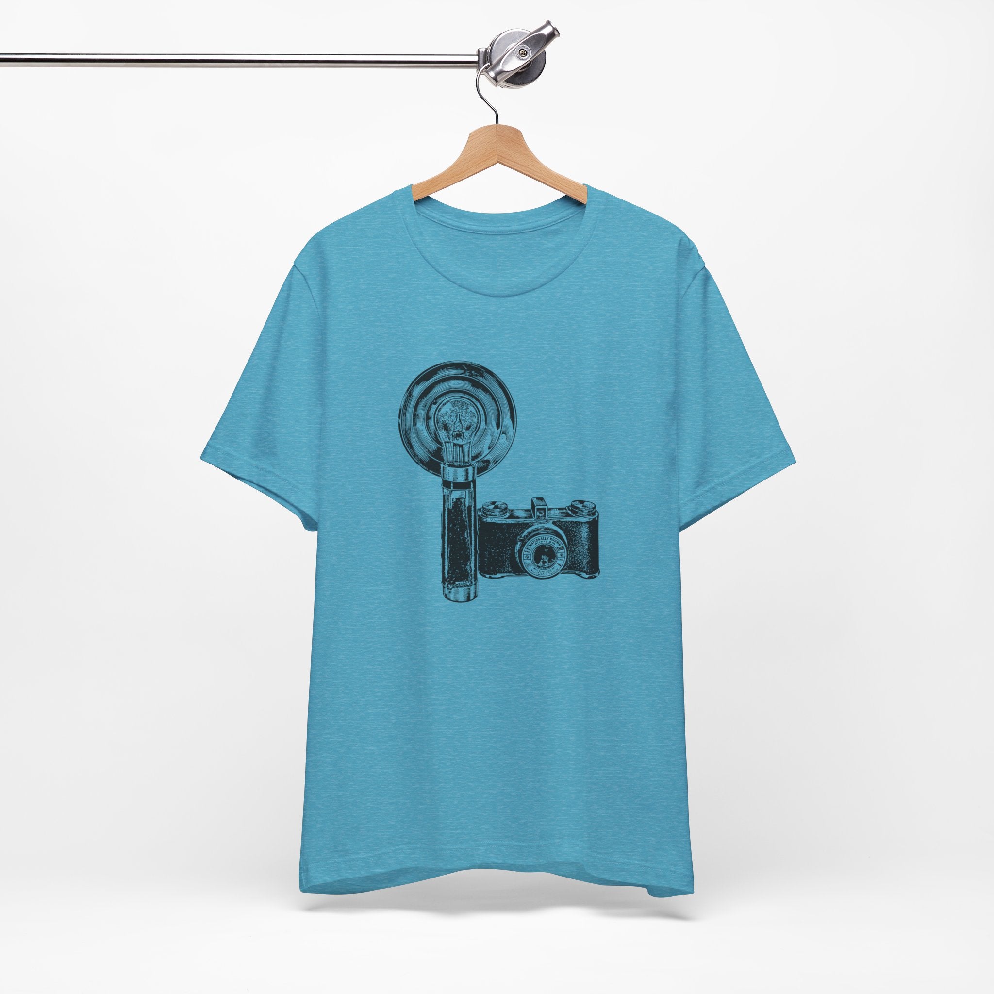 Custom Retro - a - go - go Series Camera & Flash Unisex Jersey Short Sleeve T - Shirt - POPvault