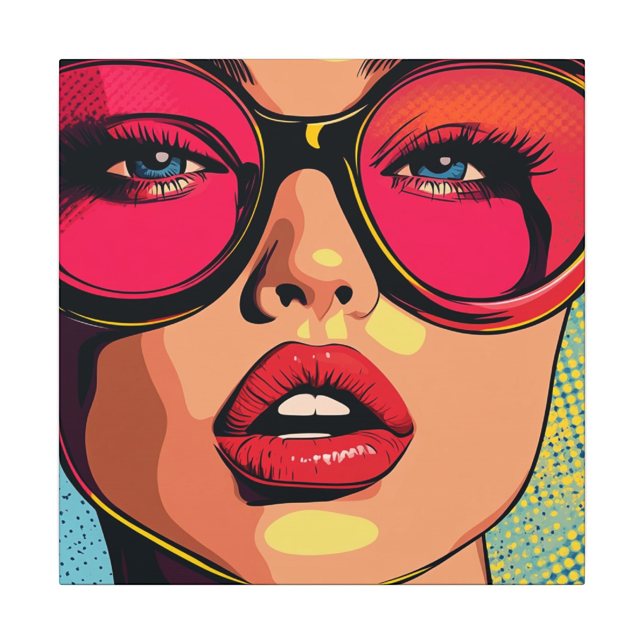 Colorful Pop Art Canvas Print - Woman In Sunglasses Unique Wall Decor