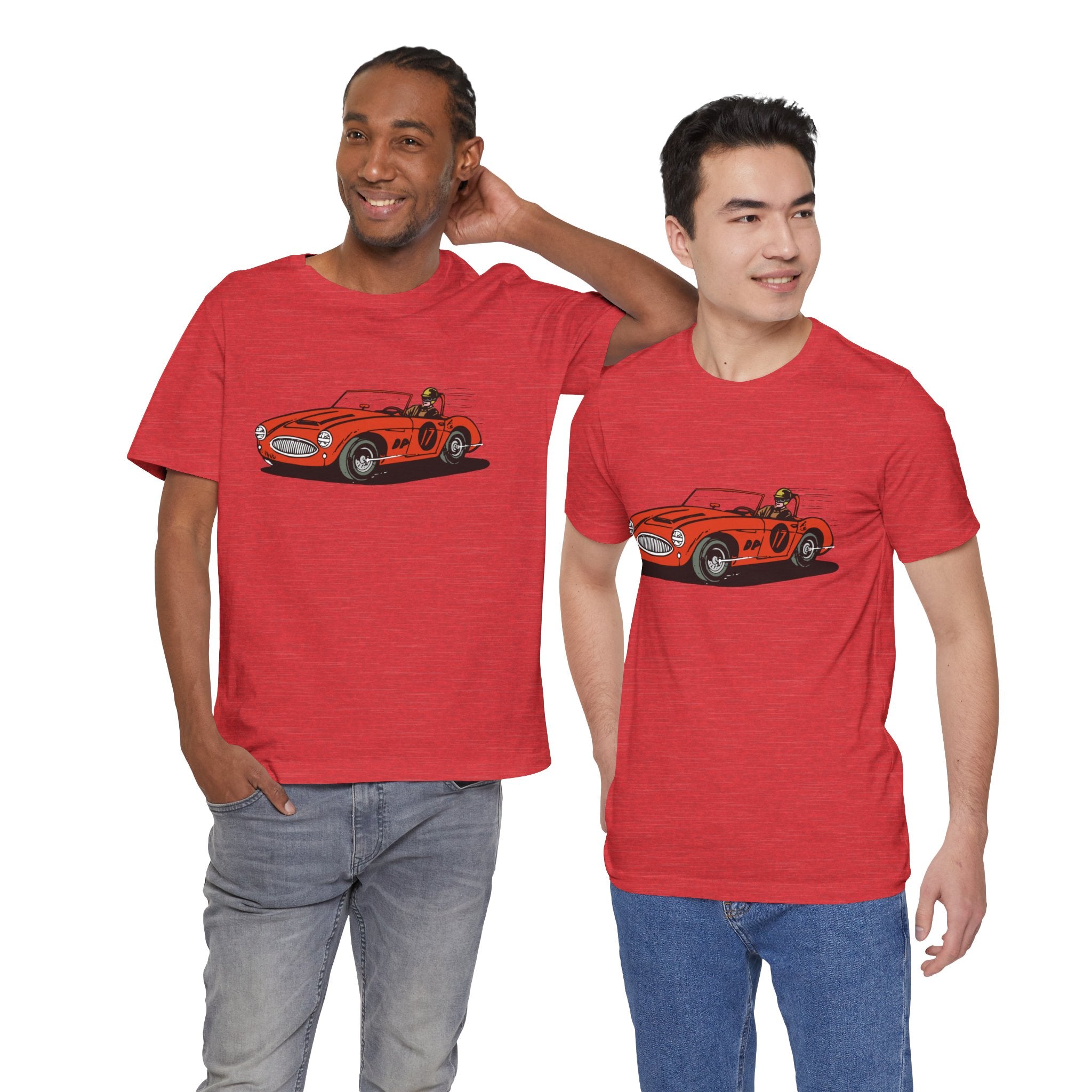 Custom Retro - a - go - go Series Retro Race Car Unisex Jersey Short Sleeve T - Shirt - POPvault