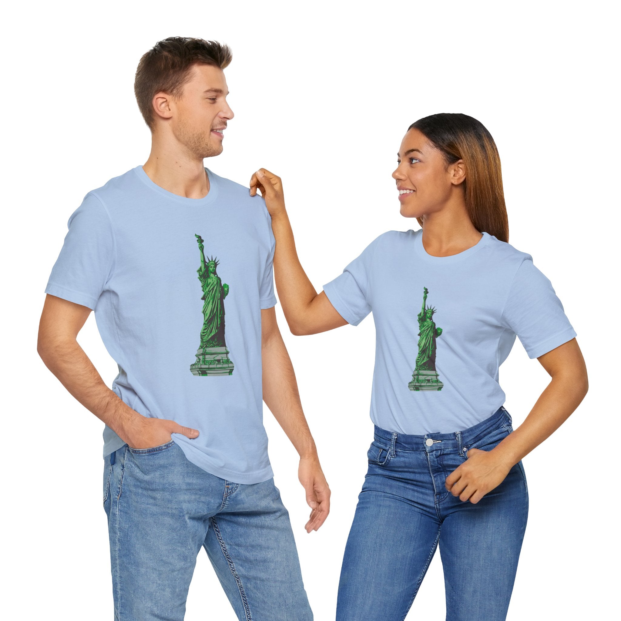 Custom Retro - a - go - go Series Statue of Liberty Unisex Jersey Short Sleeve T - Shirt - POPvault