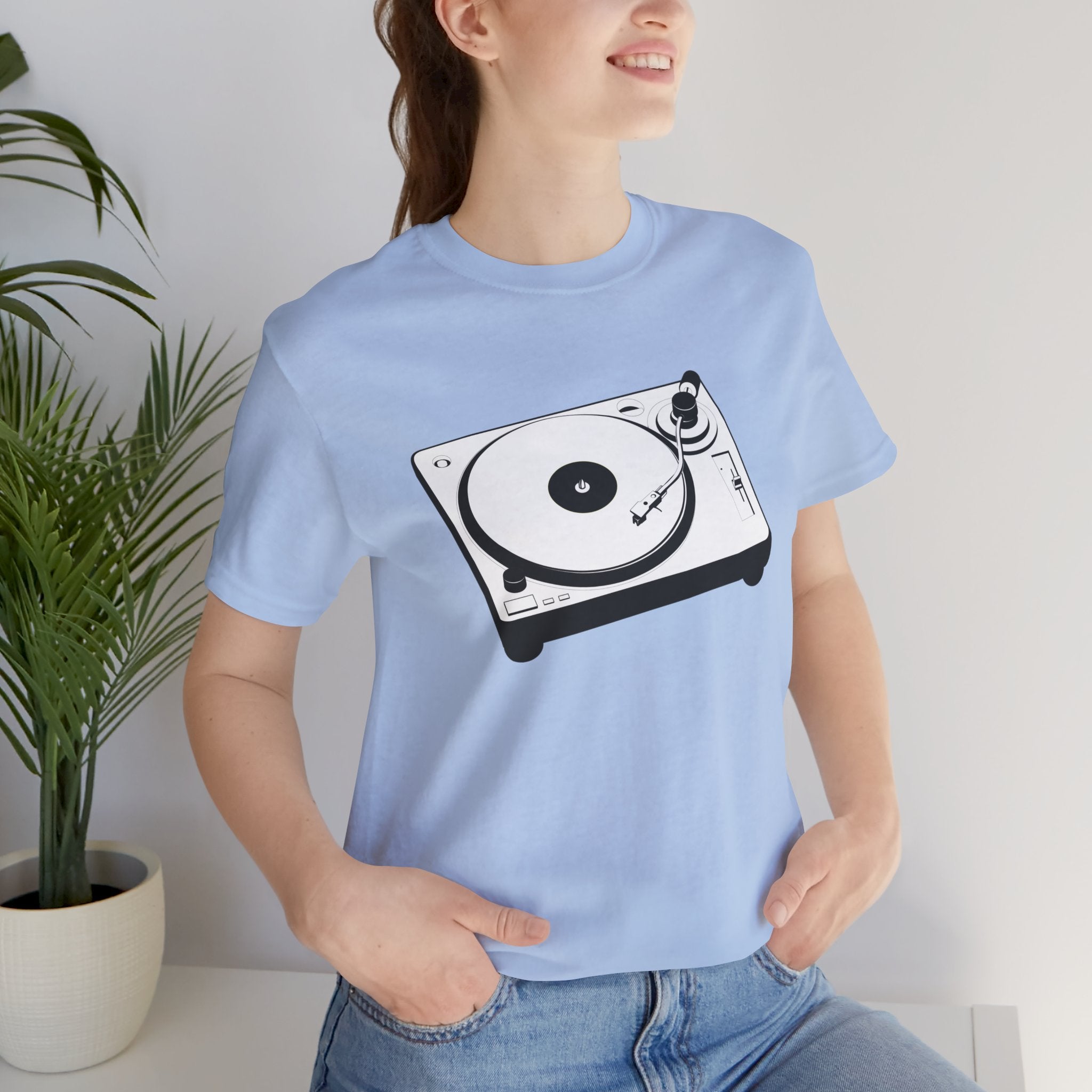 Custom Retro - a - go - go Series Turntable Unisex Jersey Short Sleeve T - Shirt - POPvault