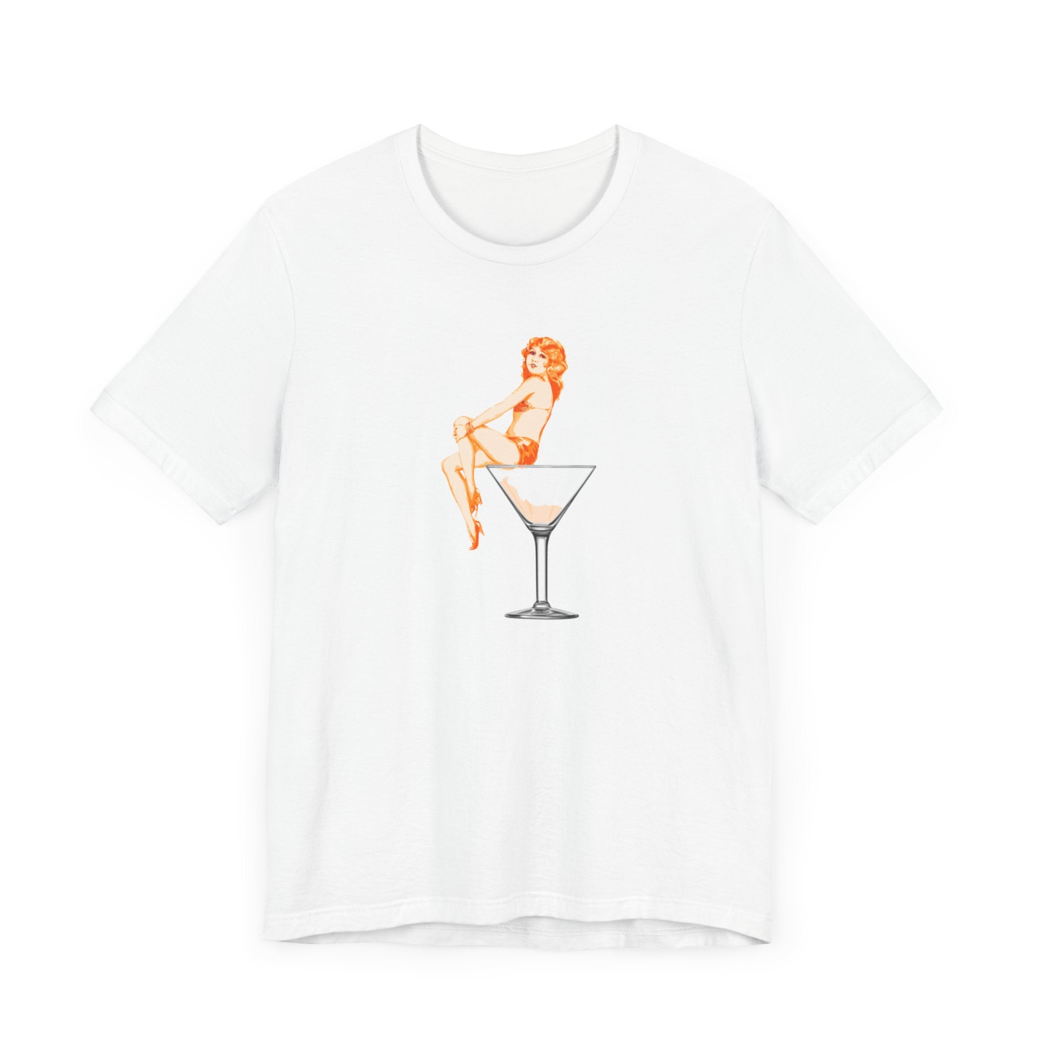 Custom Retro - a - go - go Series Martini Girl Unisex Jersey Short Sleeve T - Shirt - POPvault