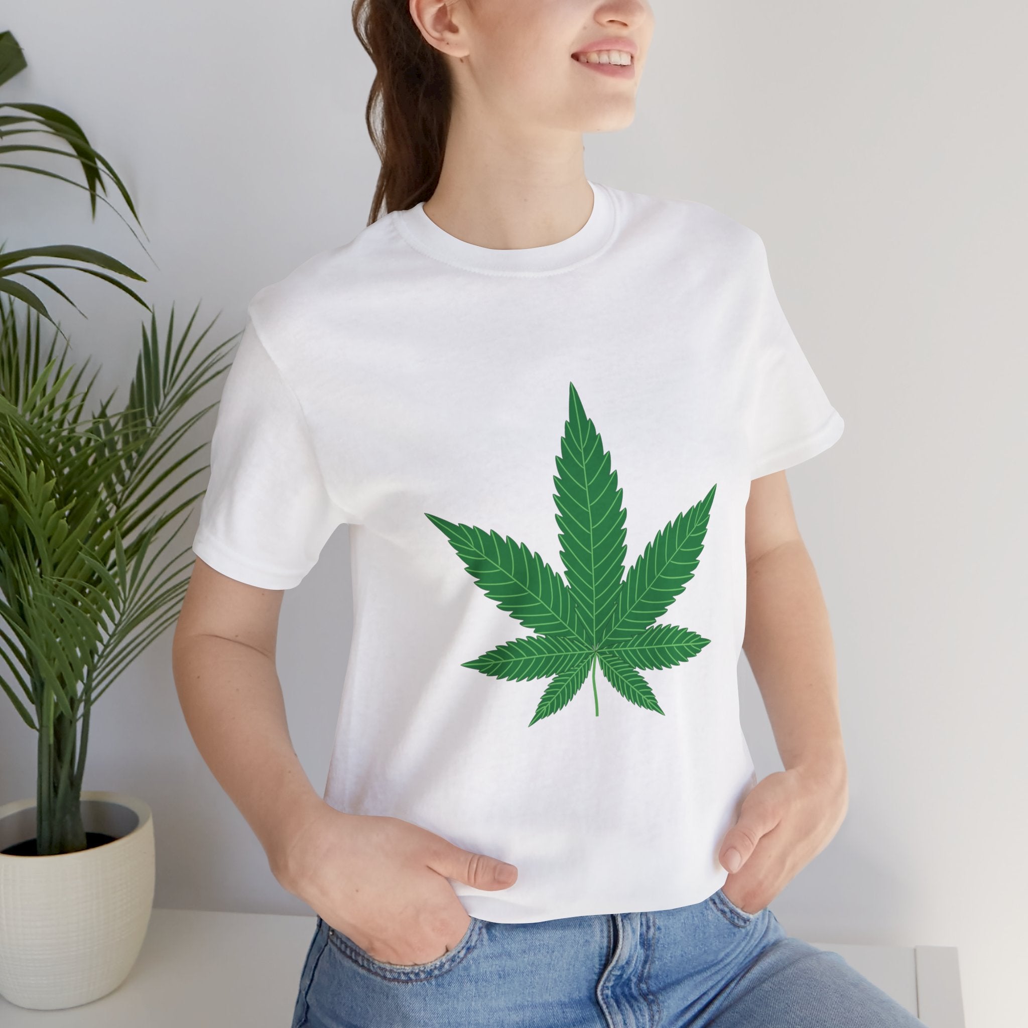 Custom Retro - a - go - go Series Herb Leaf Unisex Jersey Short Sleeve T - Shirt - POPvault