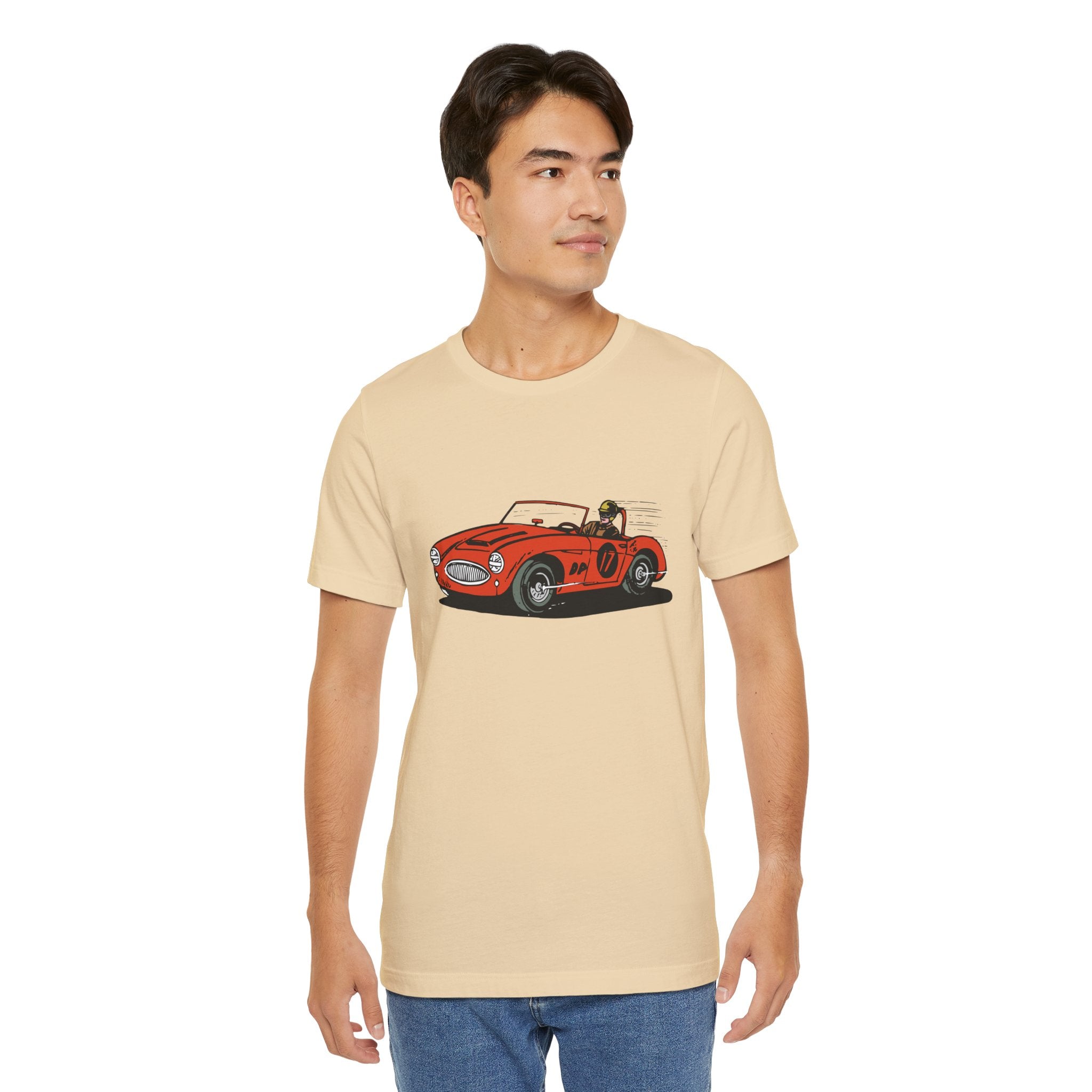 Custom Retro - a - go - go Series Retro Race Car Unisex Jersey Short Sleeve T - Shirt - POPvault