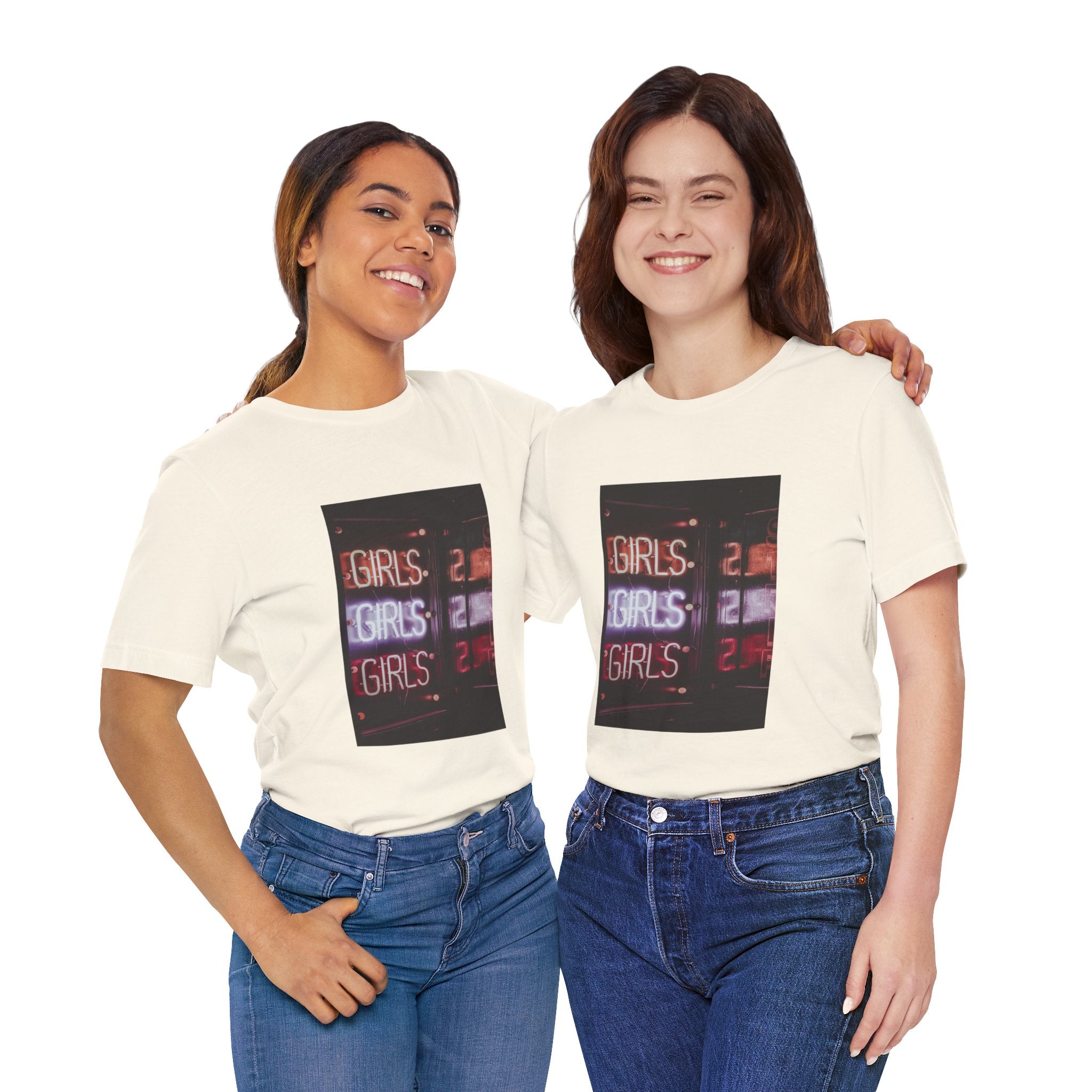 Custom Retro - a - go - go Series Girls Girls Girls Unisex Jersey Short Sleeve T - Shirt - POPvault