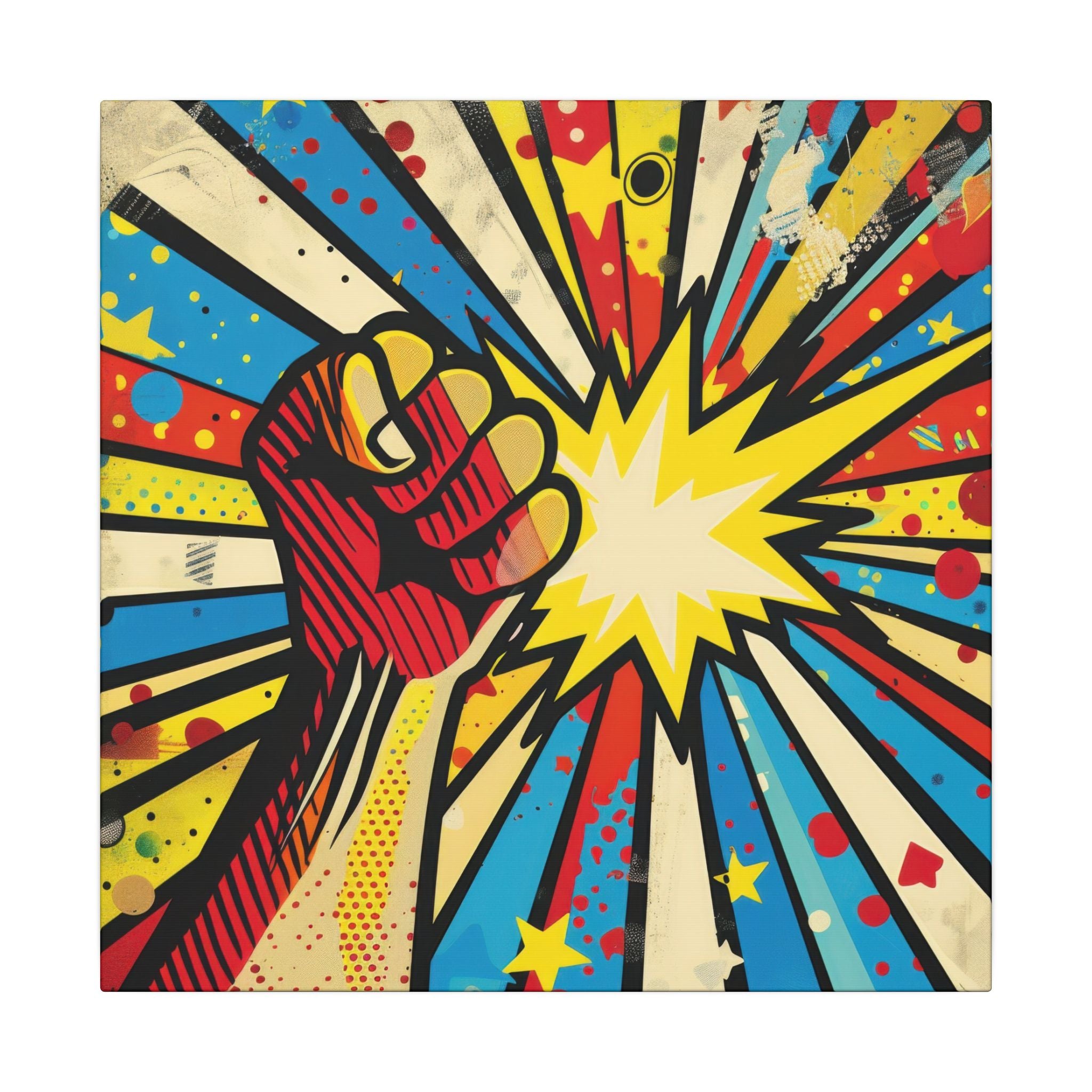 Colorful Pop Art Canvas Print - Power To The People Unique Wall Decor