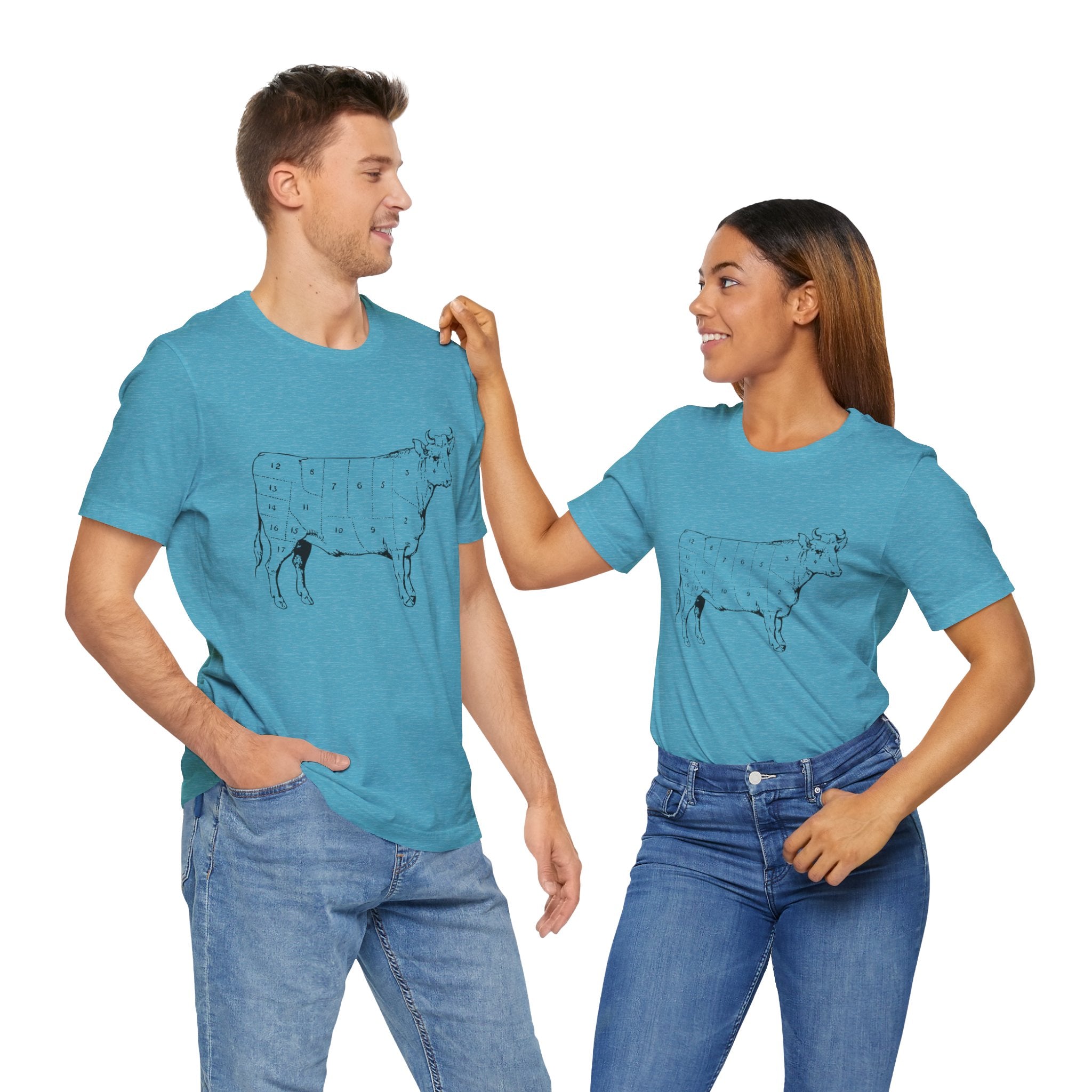 Custom Retro-a-go-go Series Cow Parts Unisex Jersey Short Sleeve T-Shirt - POPvault - 11744179210426021903