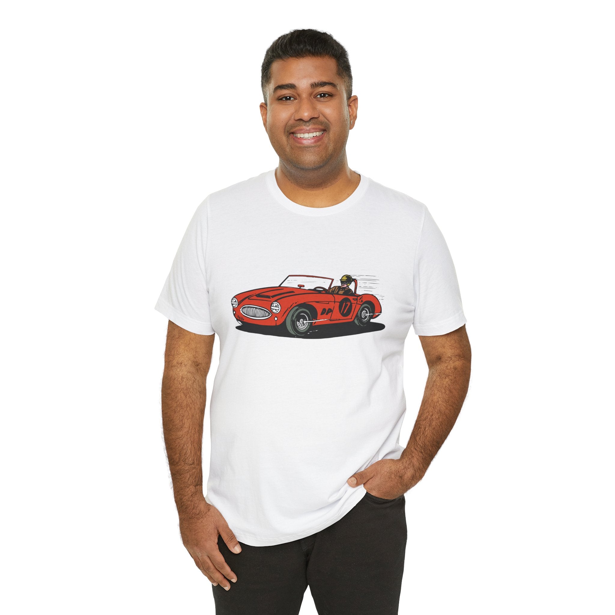 Custom Retro - a - go - go Series Retro Race Car Unisex Jersey Short Sleeve T - Shirt - POPvault