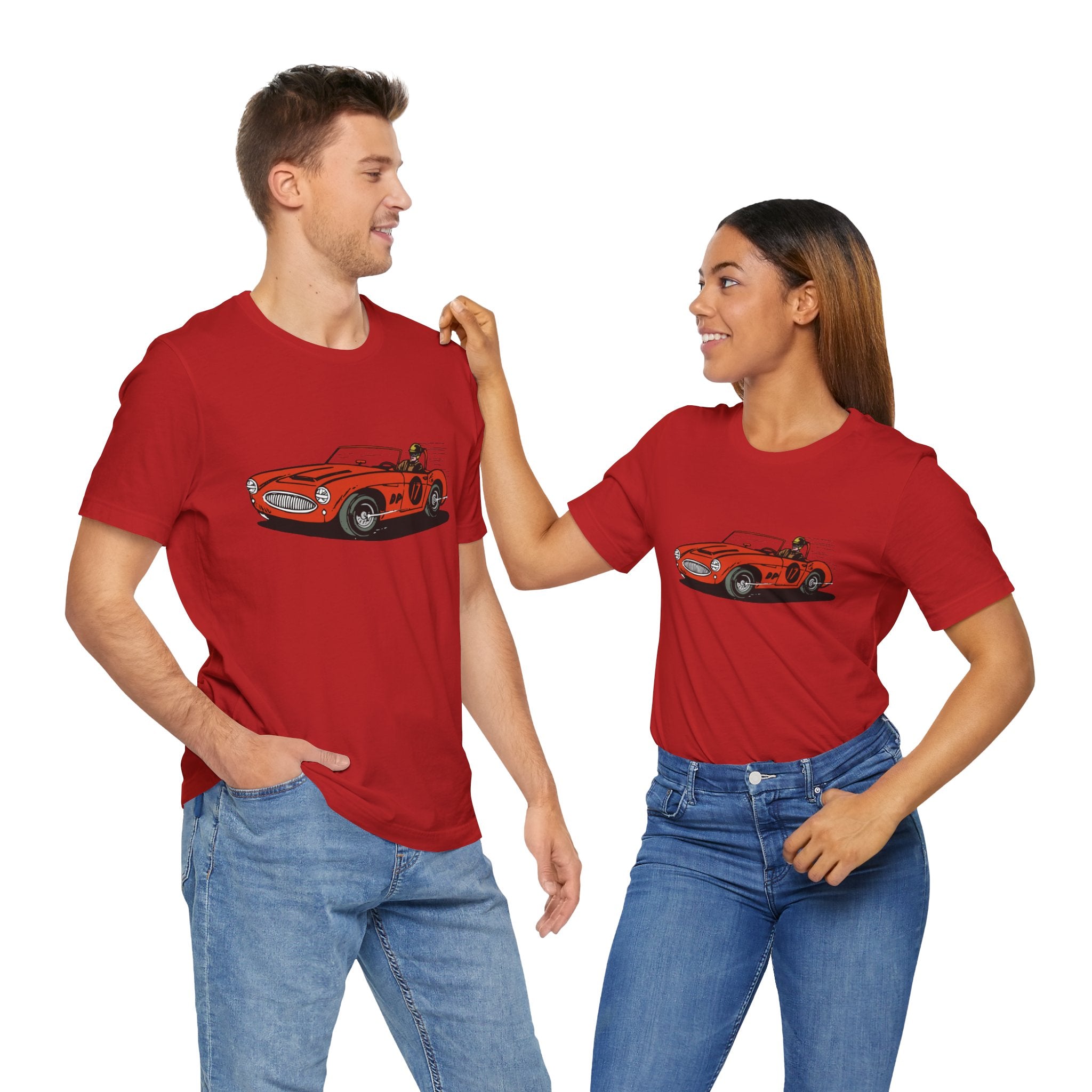 Custom Retro - a - go - go Series Retro Race Car Unisex Jersey Short Sleeve T - Shirt - POPvault