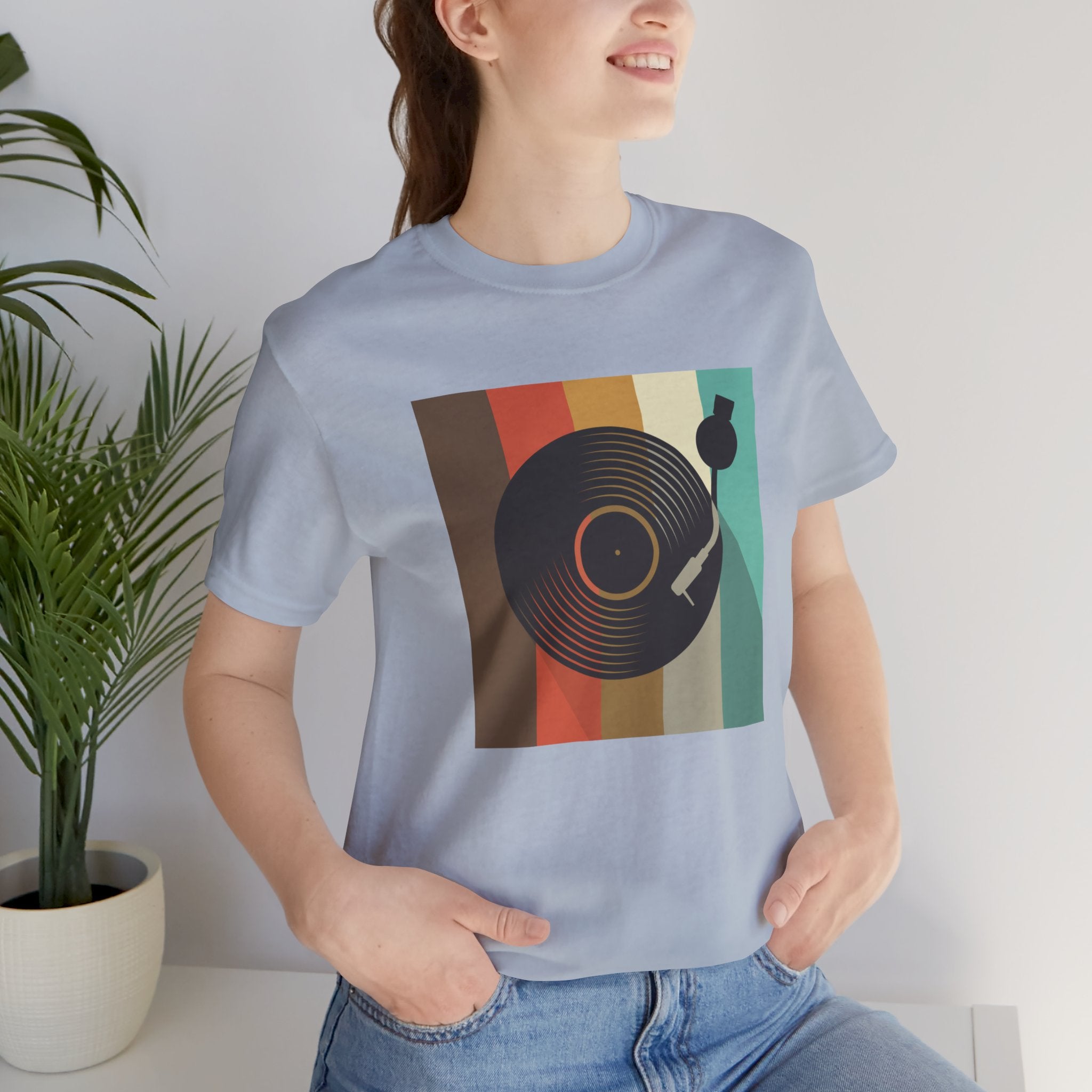 Custom Retro-a-go-go Series Record Color Graphic Unisex Jersey Short Sleeve T-Shirt - POPvault - 15731672417829804476