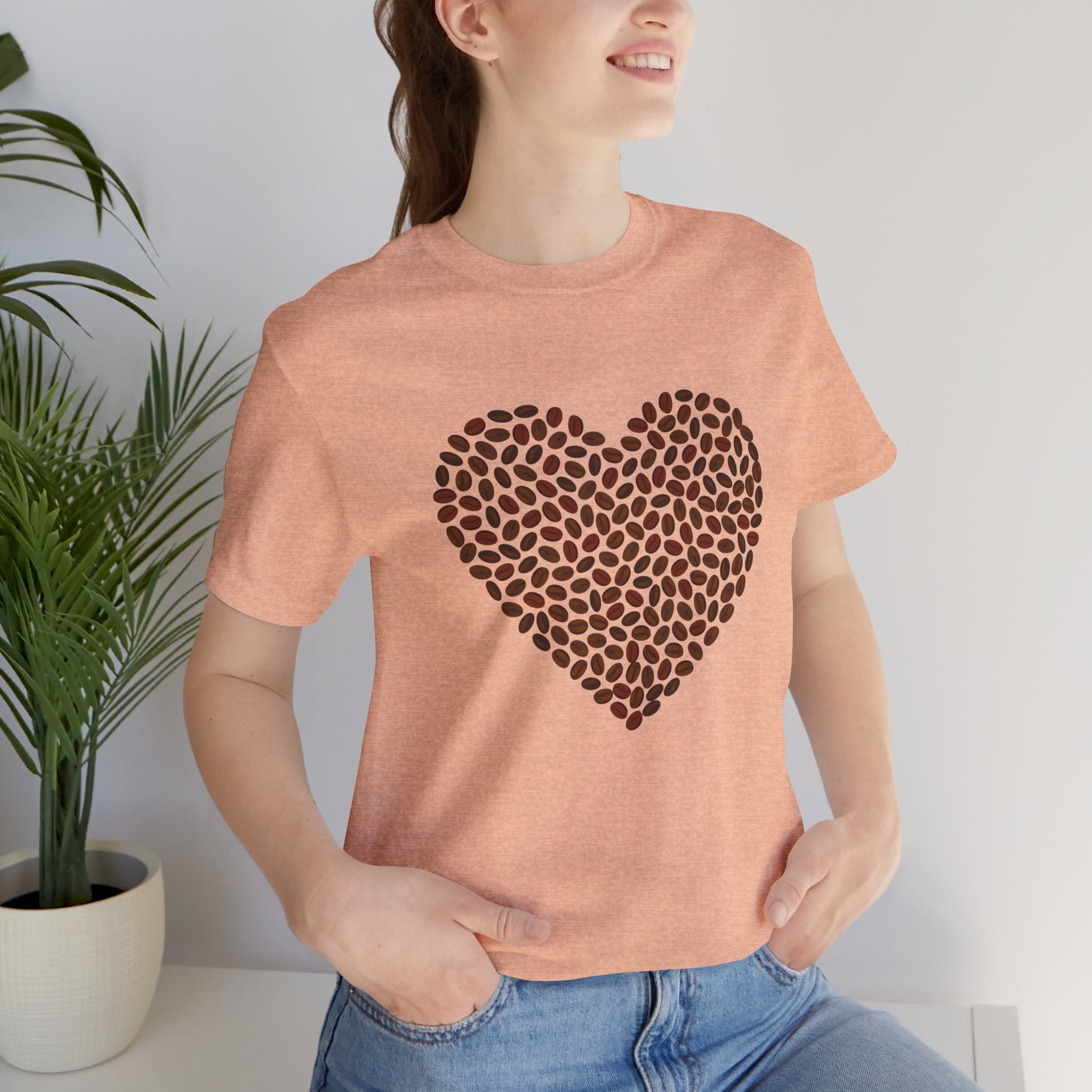 Custom Retro - a - go - go Series Coffee Bean Heart Unisex Jersey Short Sleeve T - Shirt - POPvault