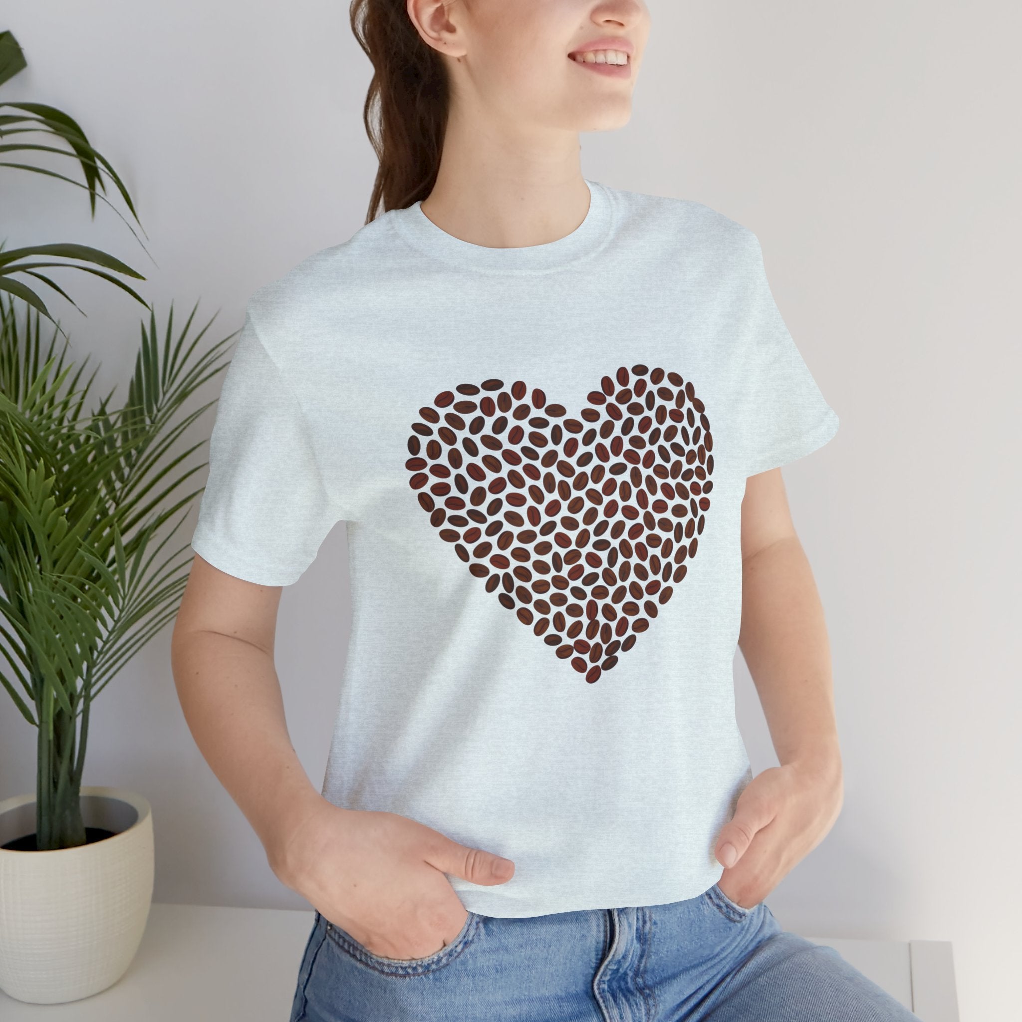 Custom Retro - a - go - go Series Coffee Bean Heart Unisex Jersey Short Sleeve T - Shirt - POPvault