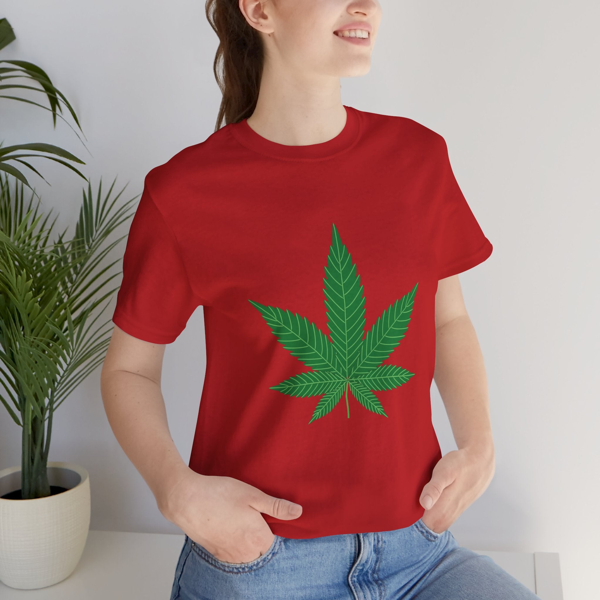 Custom Retro - a - go - go Series Herb Leaf Unisex Jersey Short Sleeve T - Shirt - POPvault