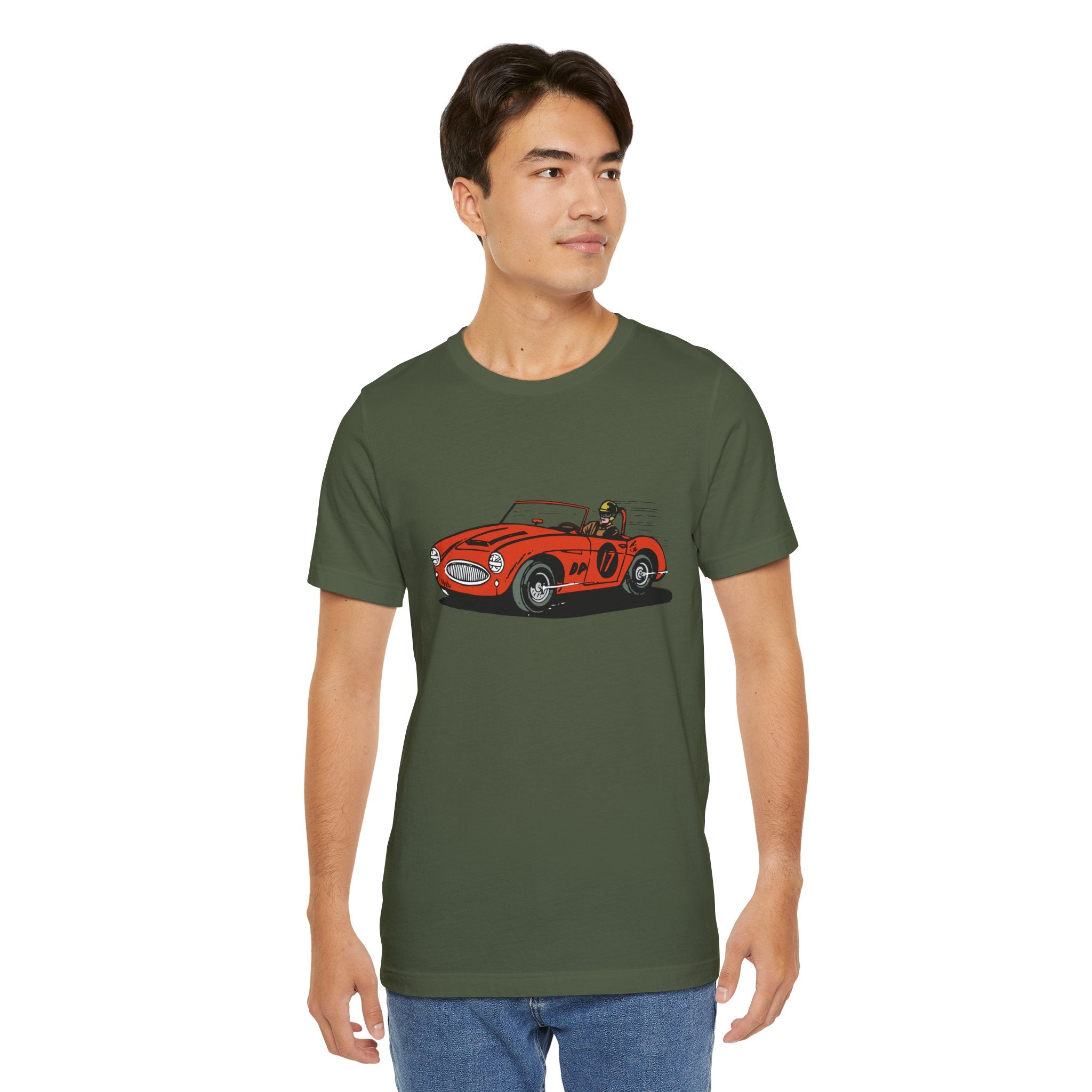 Custom Retro - a - go - go Series Retro Race Car Unisex Jersey Short Sleeve T - Shirt - POPvault