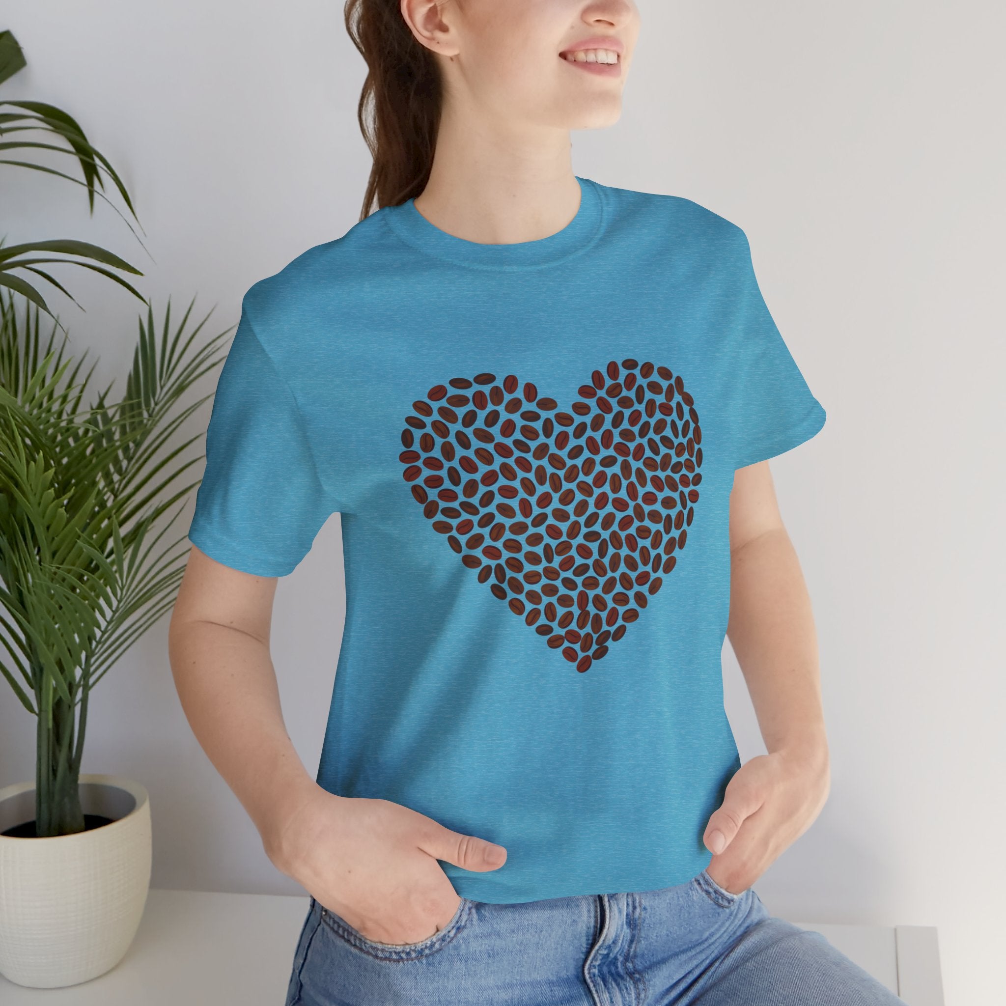 Custom Retro - a - go - go Series Coffee Bean Heart Unisex Jersey Short Sleeve T - Shirt - POPvault