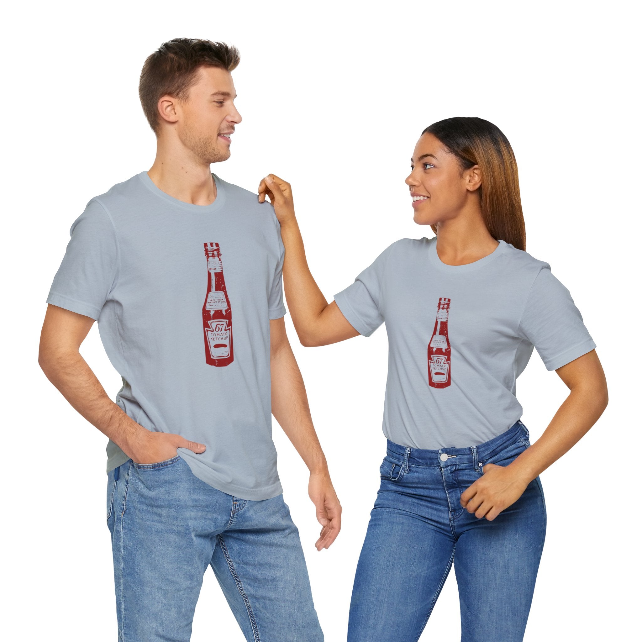 Custom Retro - a - go - go Series Catsup Unisex Jersey Short Sleeve T - Shirt - POPvault