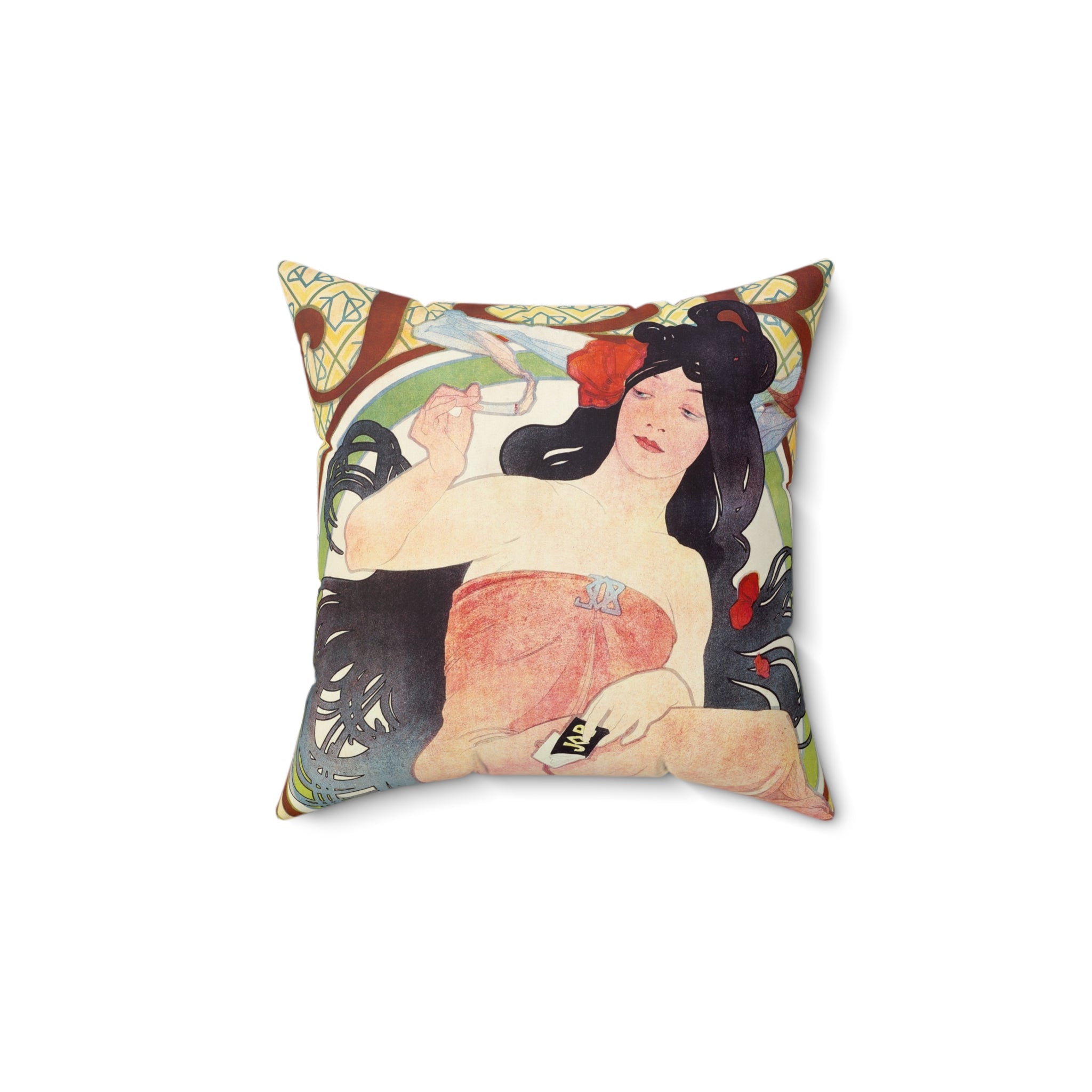 Masters of Art Alphonse Mucha Job Square Indoor Accent Pillow