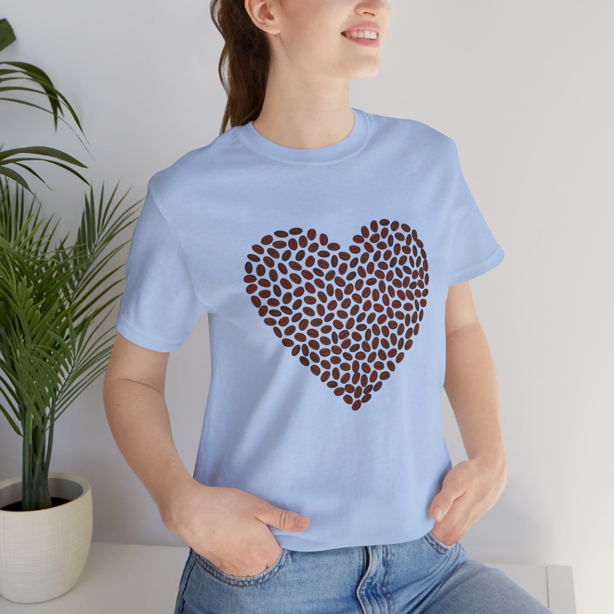 Custom Retro - a - go - go Series Coffee Bean Heart Unisex Jersey Short Sleeve T - Shirt - POPvault