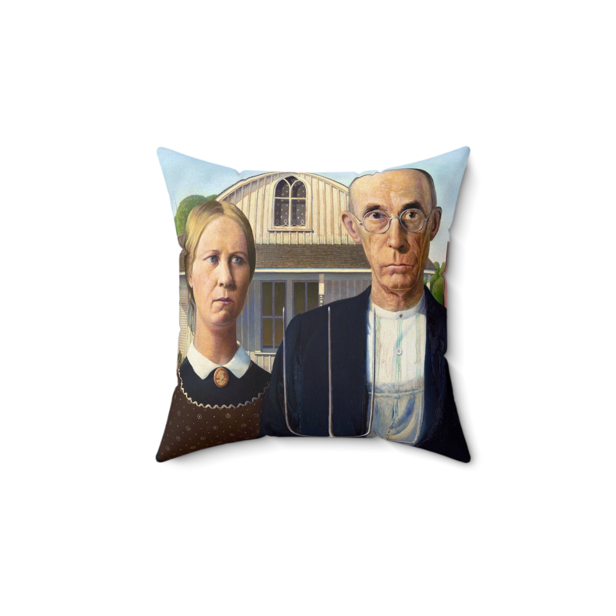 Masters of Art Grant Wood American Gothic Square Indoor Accent Pillow