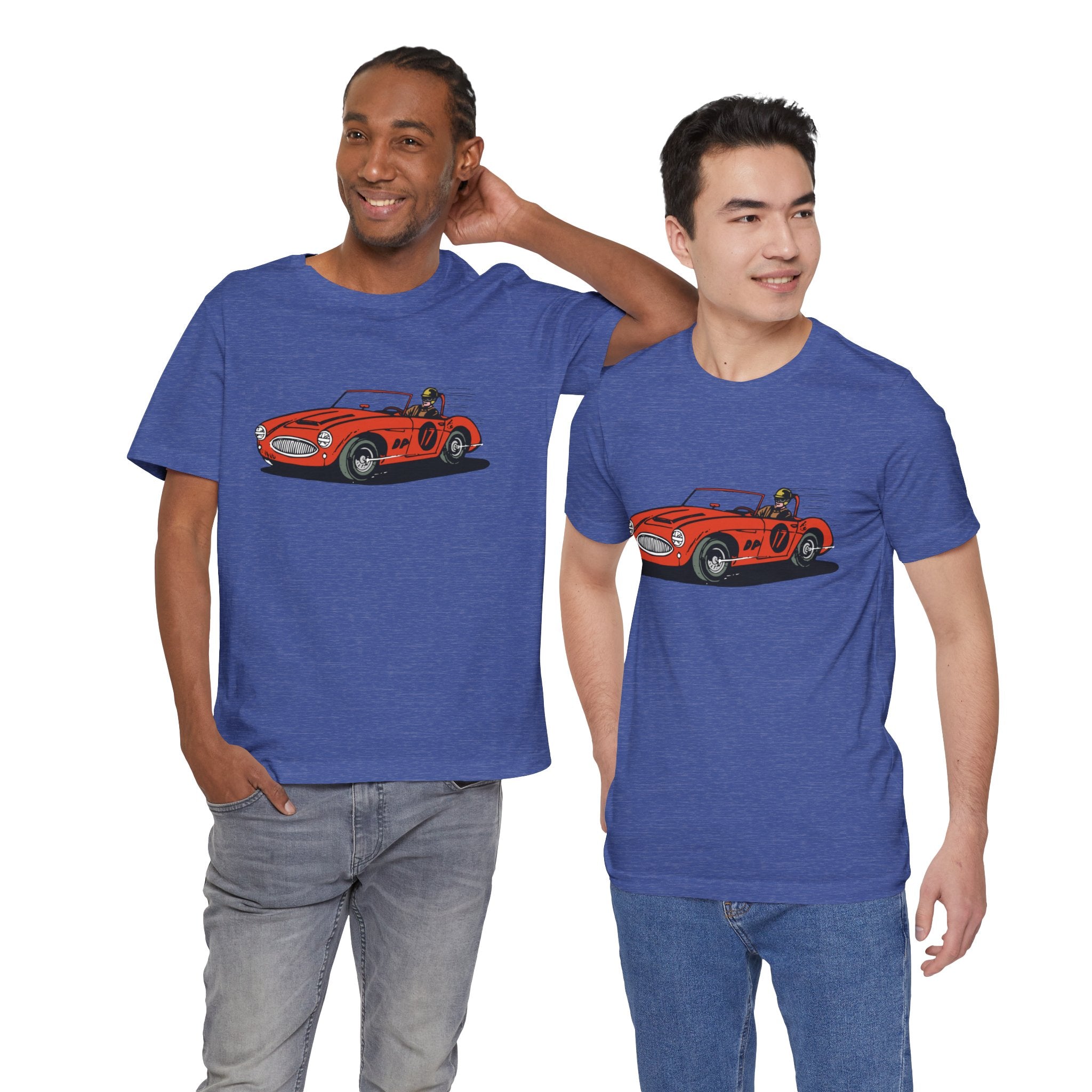 Custom Retro - a - go - go Series Retro Race Car Unisex Jersey Short Sleeve T - Shirt - POPvault