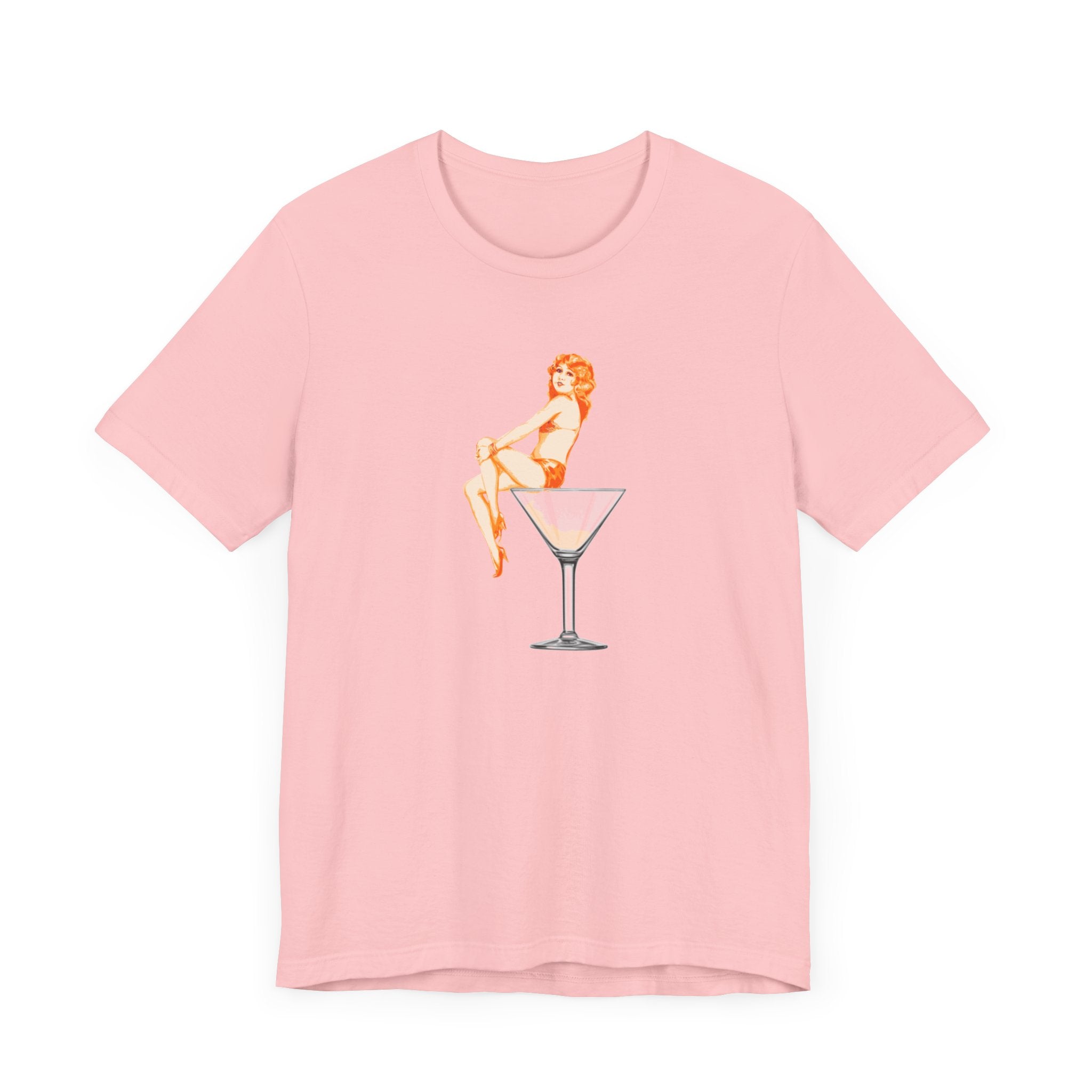 Custom Retro - a - go - go Series Martini Girl Unisex Jersey Short Sleeve T - Shirt - POPvault