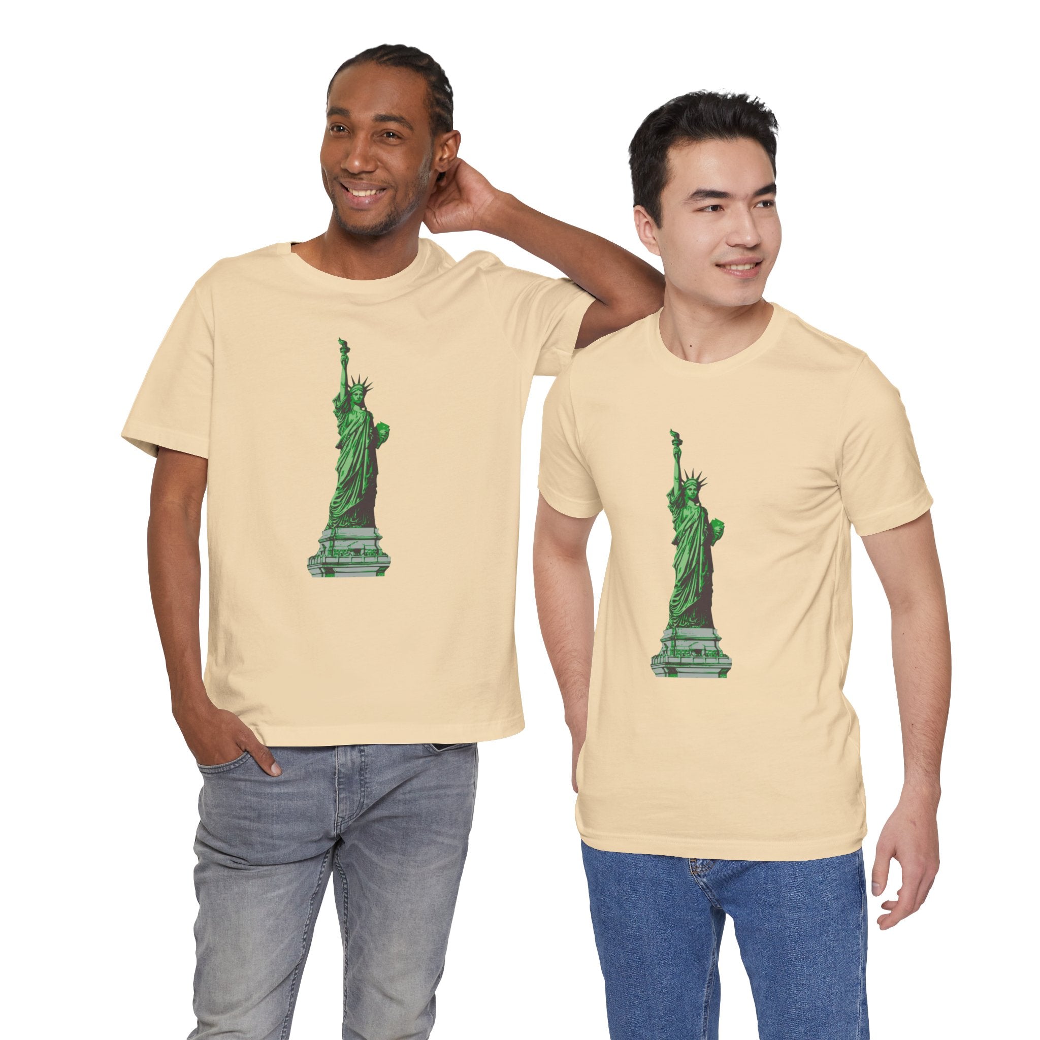 Custom Retro - a - go - go Series Statue of Liberty Unisex Jersey Short Sleeve T - Shirt - POPvault