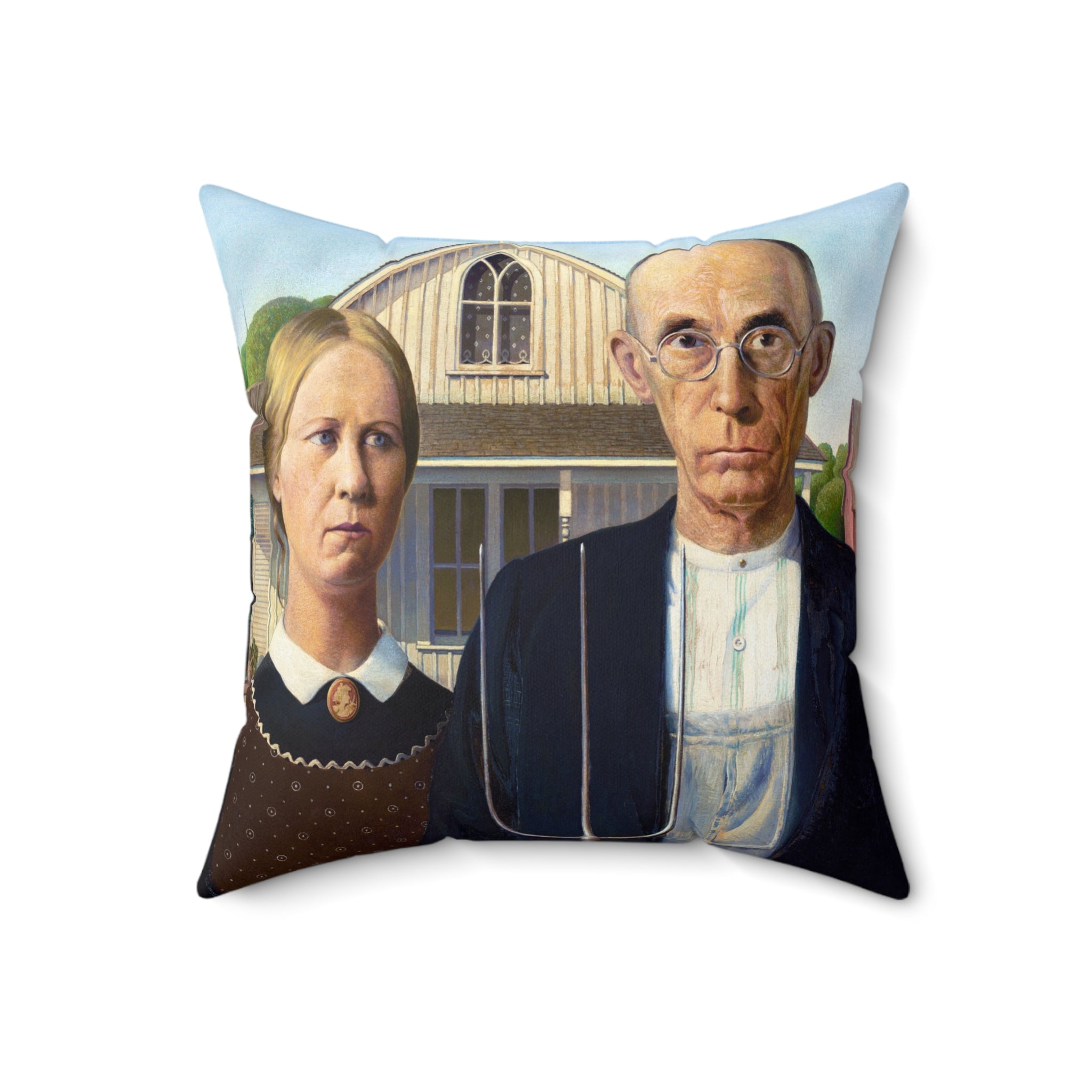 Masters of Art Grant Wood American Gothic Square Indoor Accent Pillow