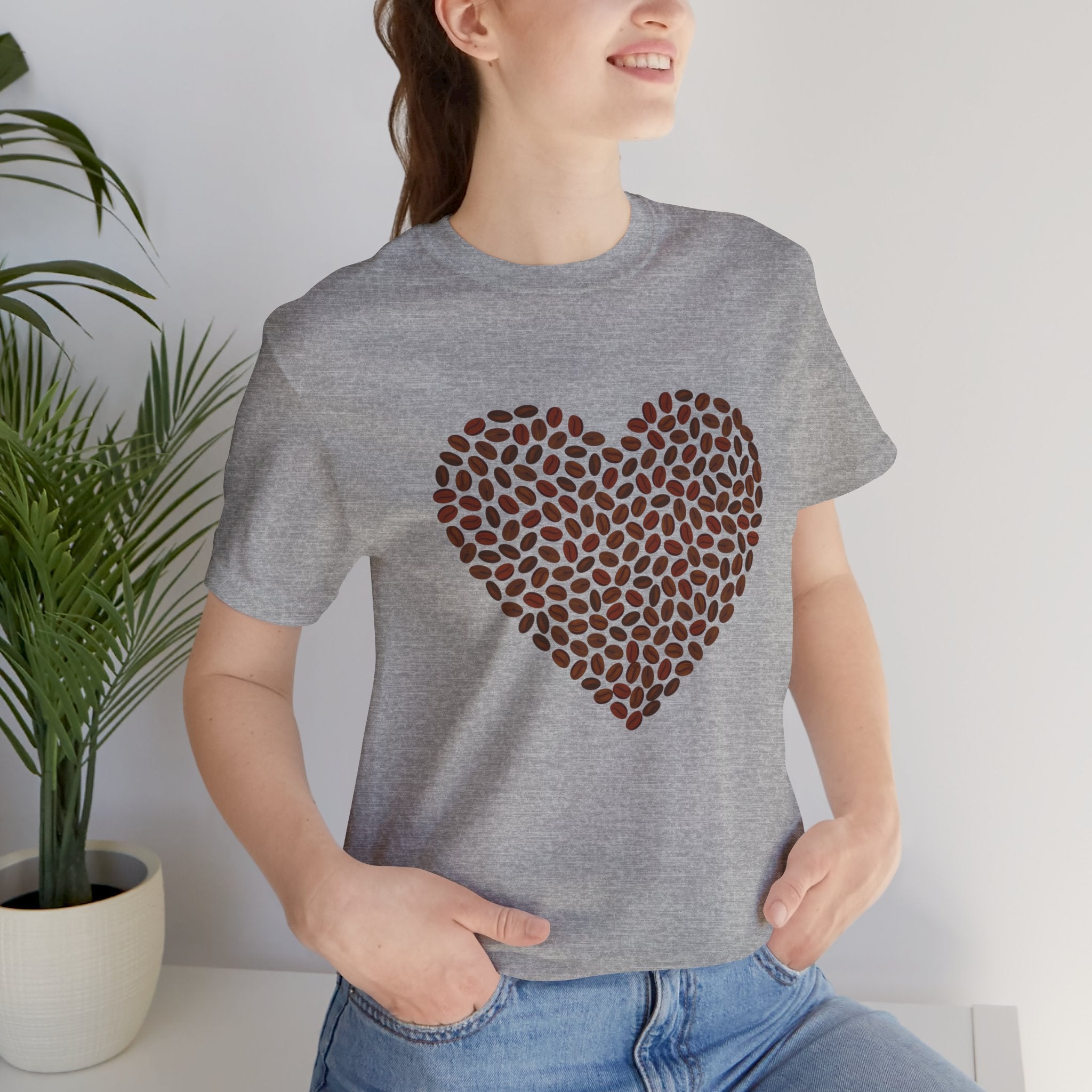 Custom Retro - a - go - go Series Coffee Bean Heart Unisex Jersey Short Sleeve T - Shirt - POPvault