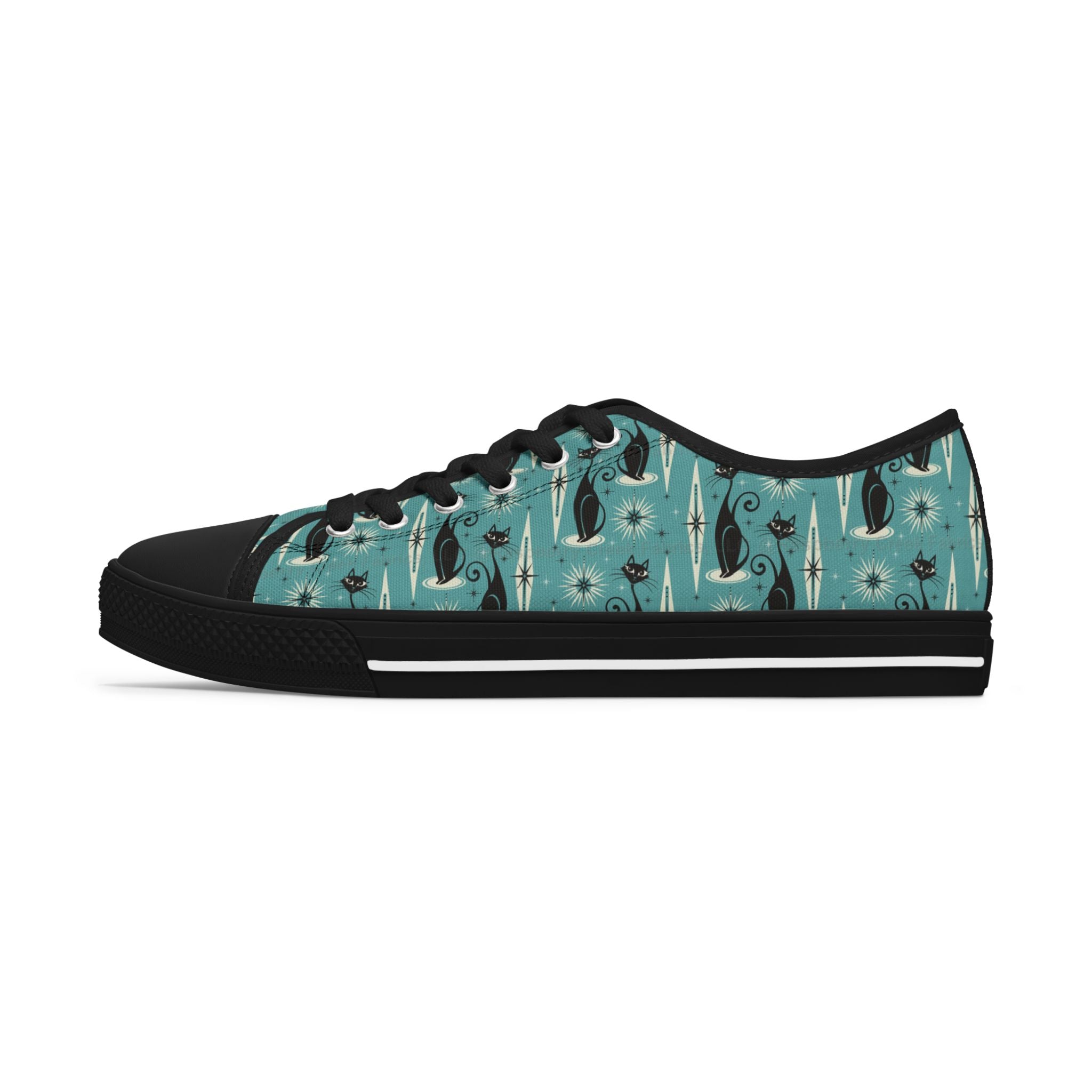 Mid-Century Retro Coolest Kitty Cats Low Top Women's Casual Canvas Sneakers