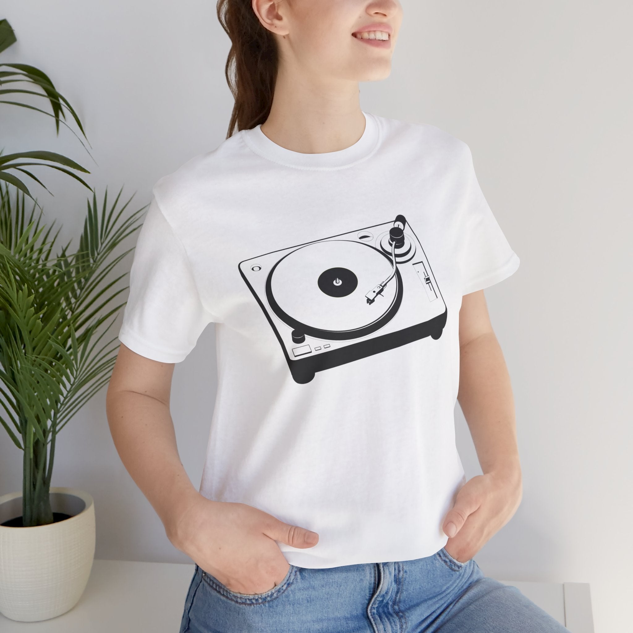 Custom Retro-a-go-go Series Turntable Unisex Jersey Short Sleeve T-Shirt - POPvault - 18392713330132369722