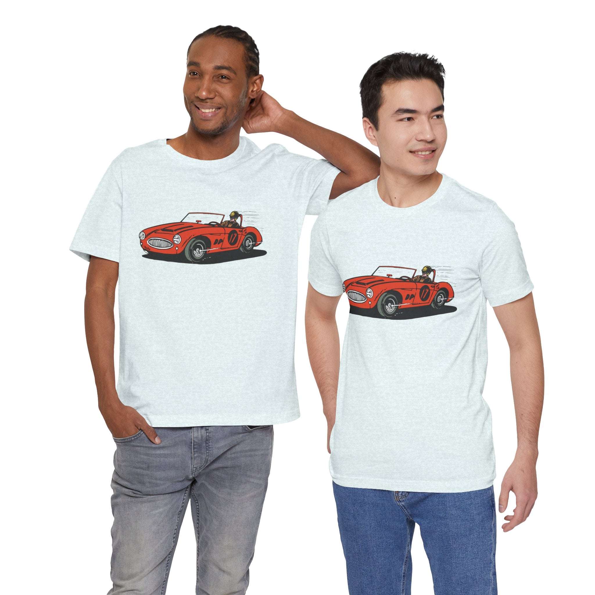 Custom Retro - a - go - go Series Retro Race Car Unisex Jersey Short Sleeve T - Shirt - POPvault