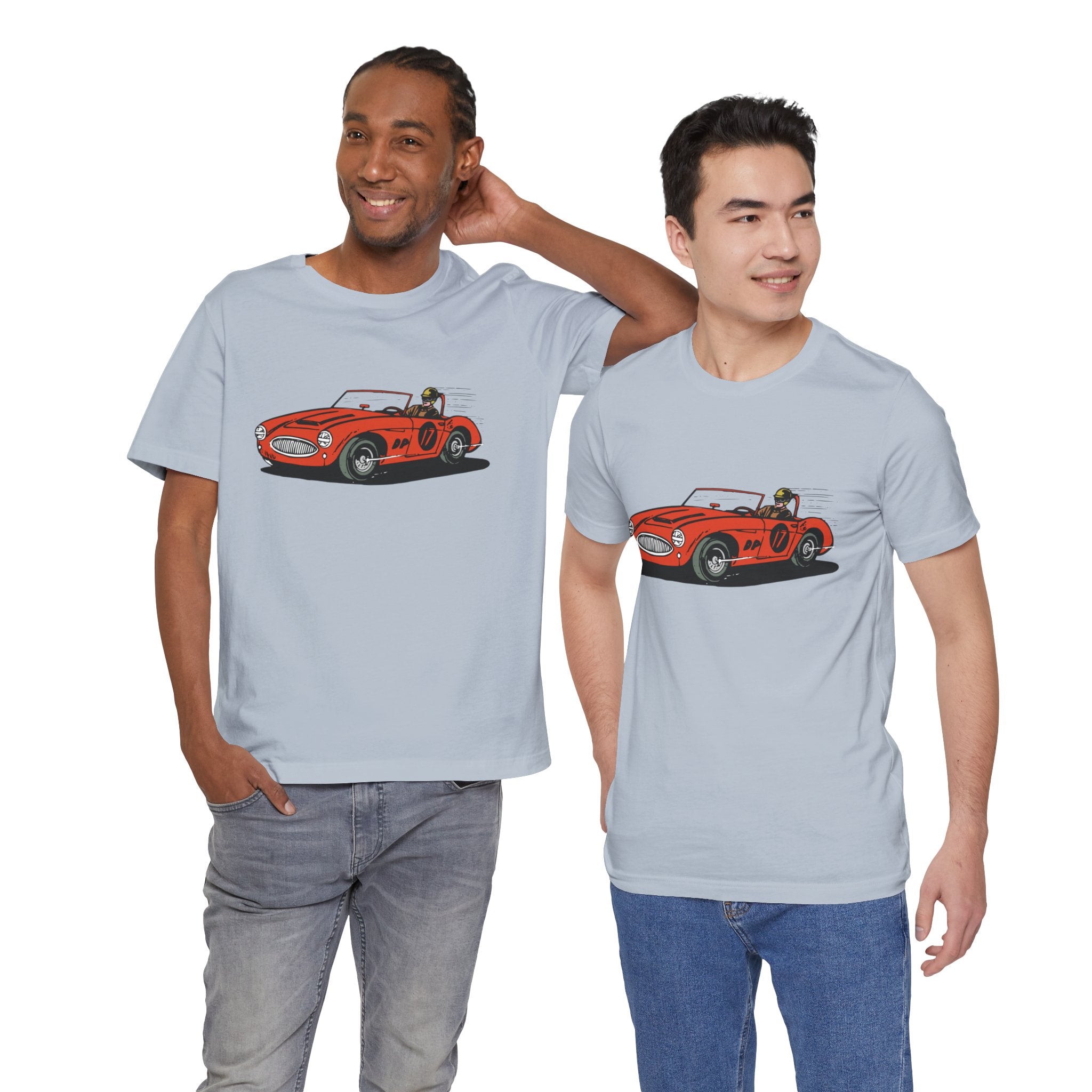 Custom Retro - a - go - go Series Retro Race Car Unisex Jersey Short Sleeve T - Shirt - POPvault