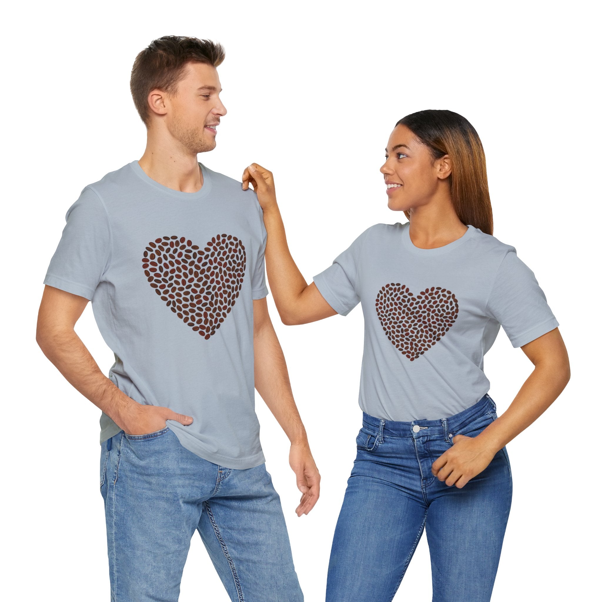 Custom Retro - a - go - go Series Coffee Bean Heart Unisex Jersey Short Sleeve T - Shirt - POPvault