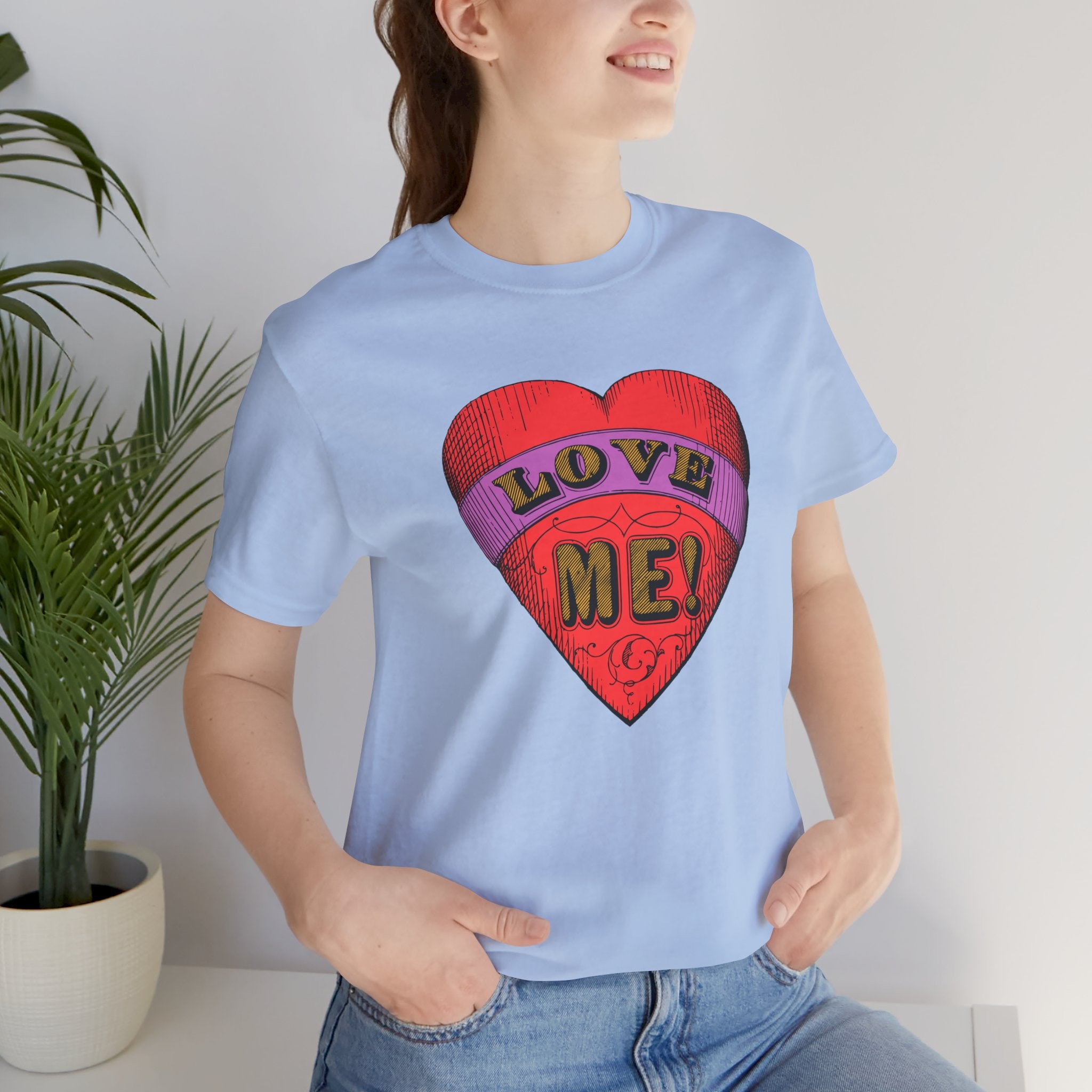 Custom Retro - a - go - go Series Love Me Color Unisex Jersey Short Sleeve T - Shirt - POPvault