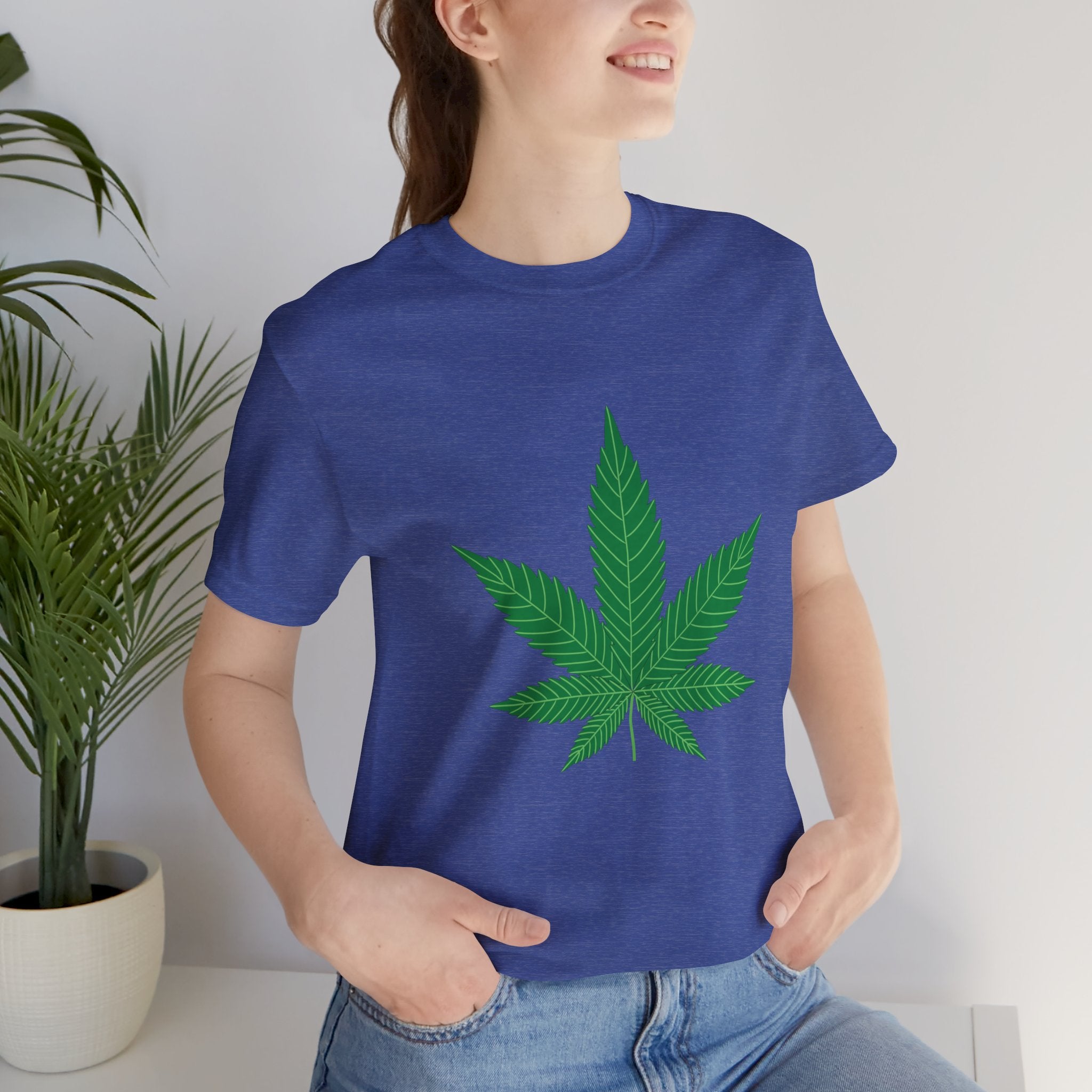 Custom Retro - a - go - go Series Herb Leaf Unisex Jersey Short Sleeve T - Shirt - POPvault